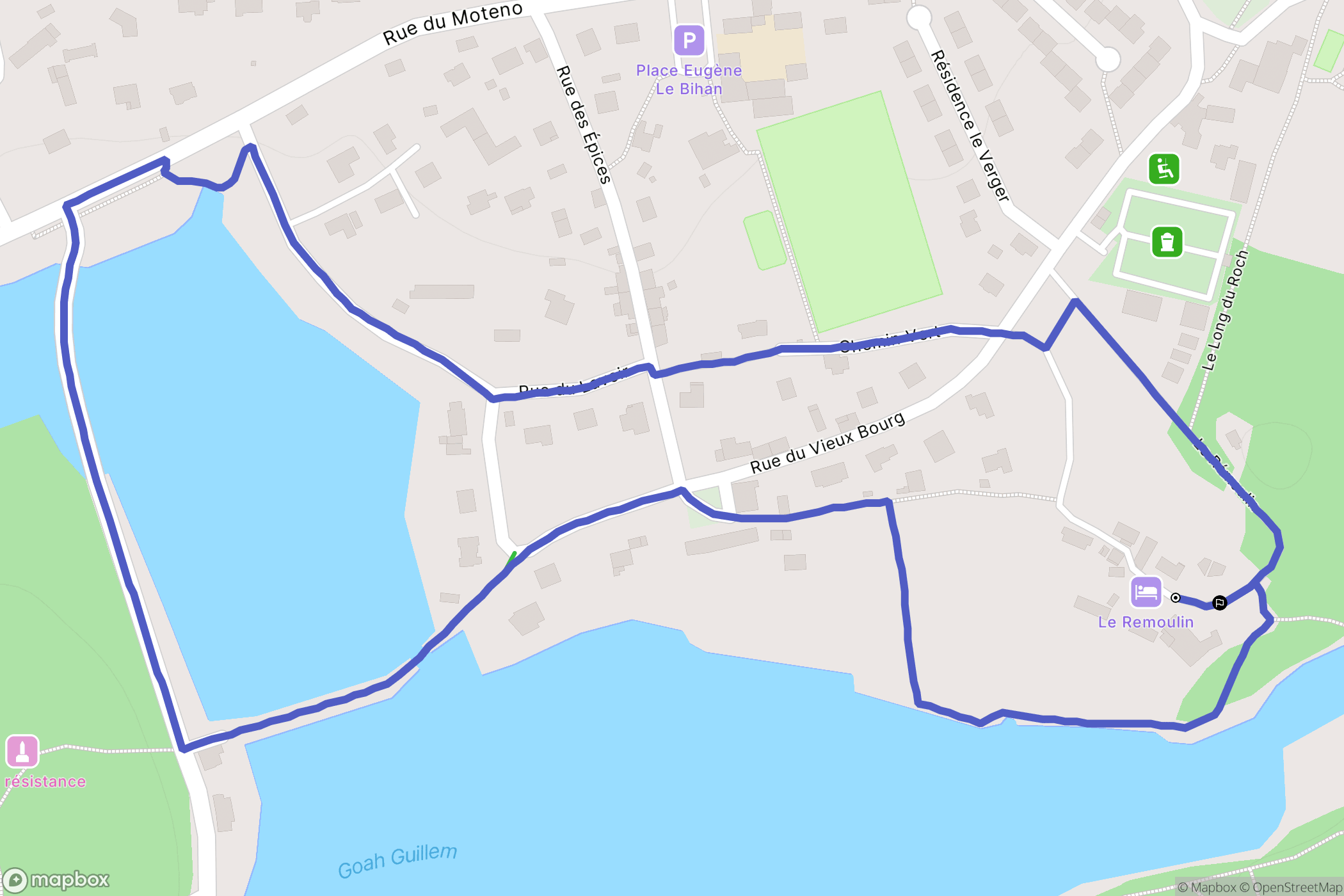 Nostang : carte du parcours de randonnée - France