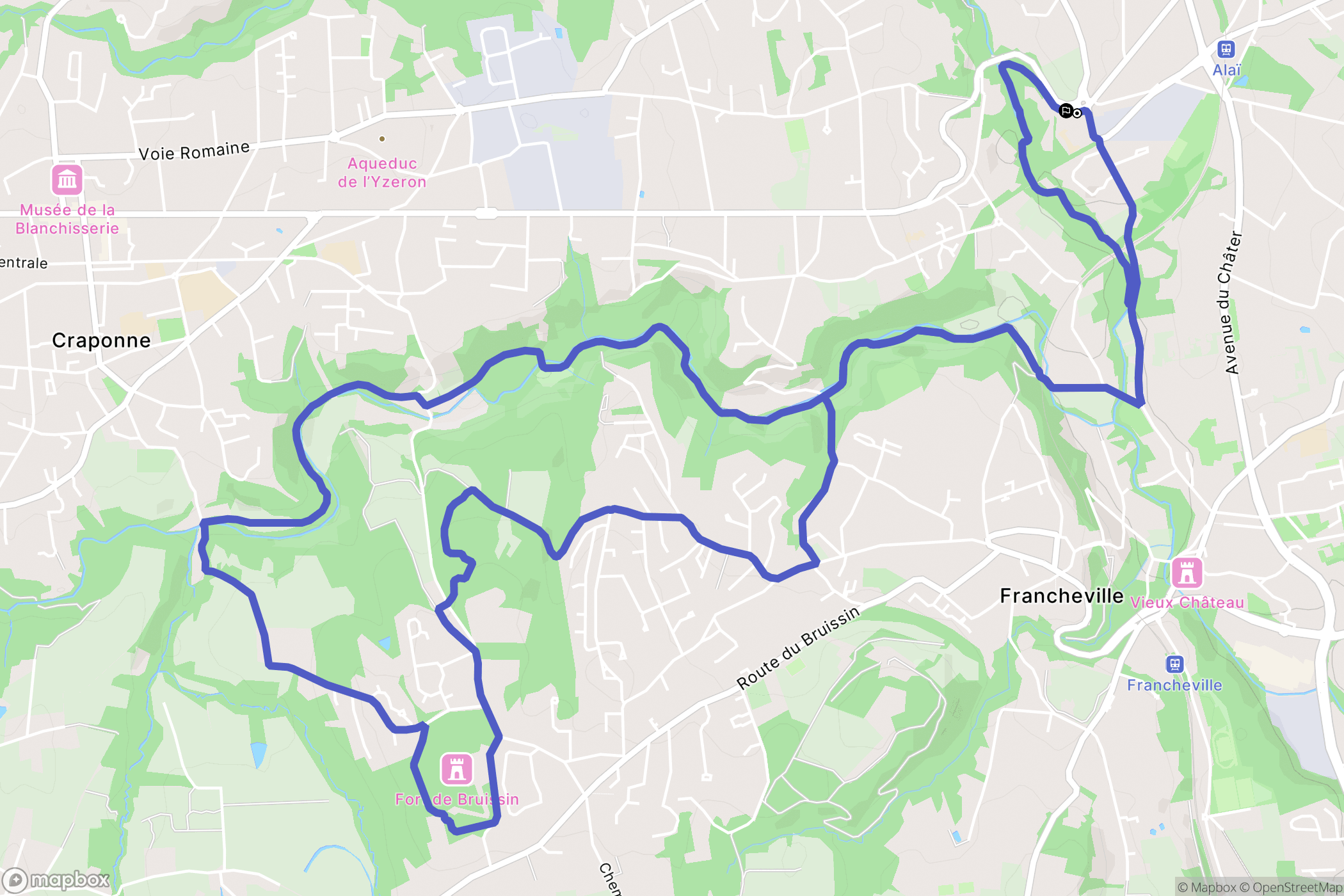 Francheville : carte du parcours de randonnée - France
