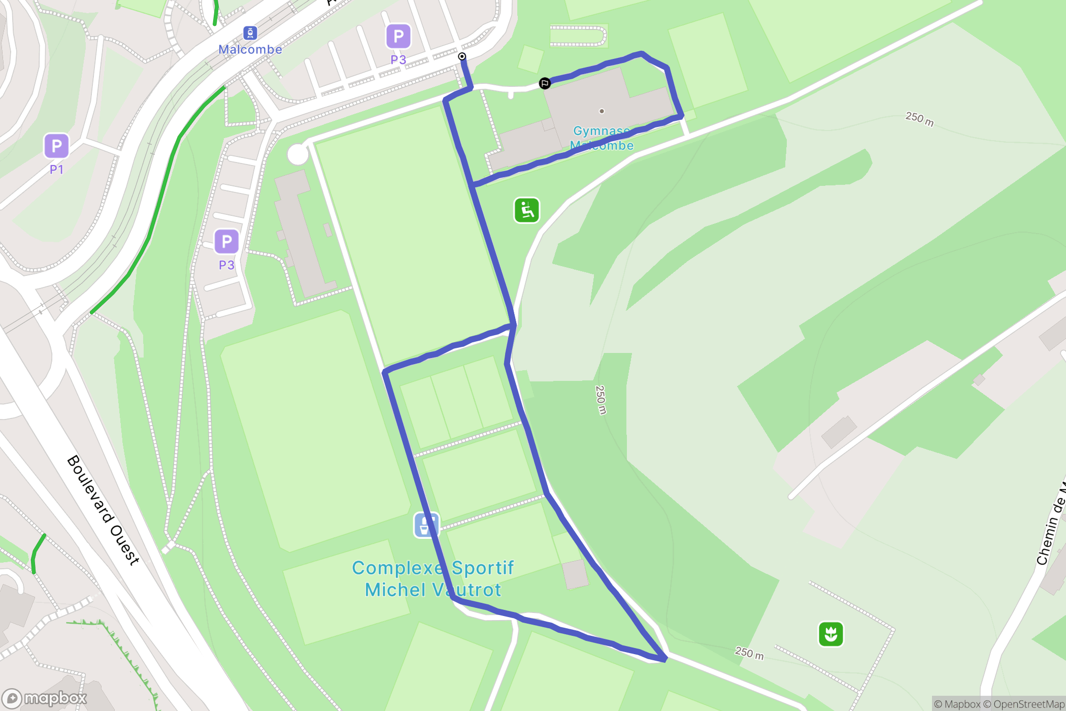 Besançon : carte du parcours de randonnée - France