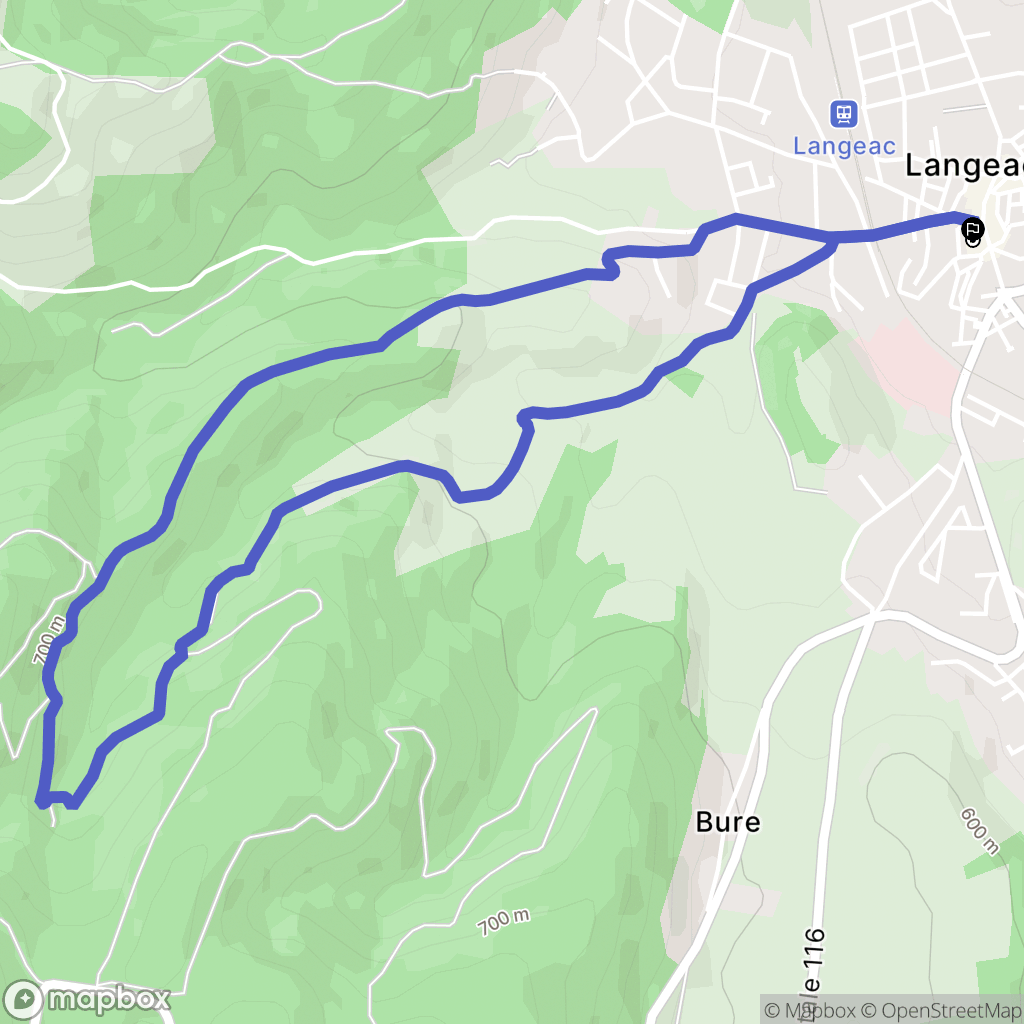 Langeac : carte du parcours de randonnée - France
