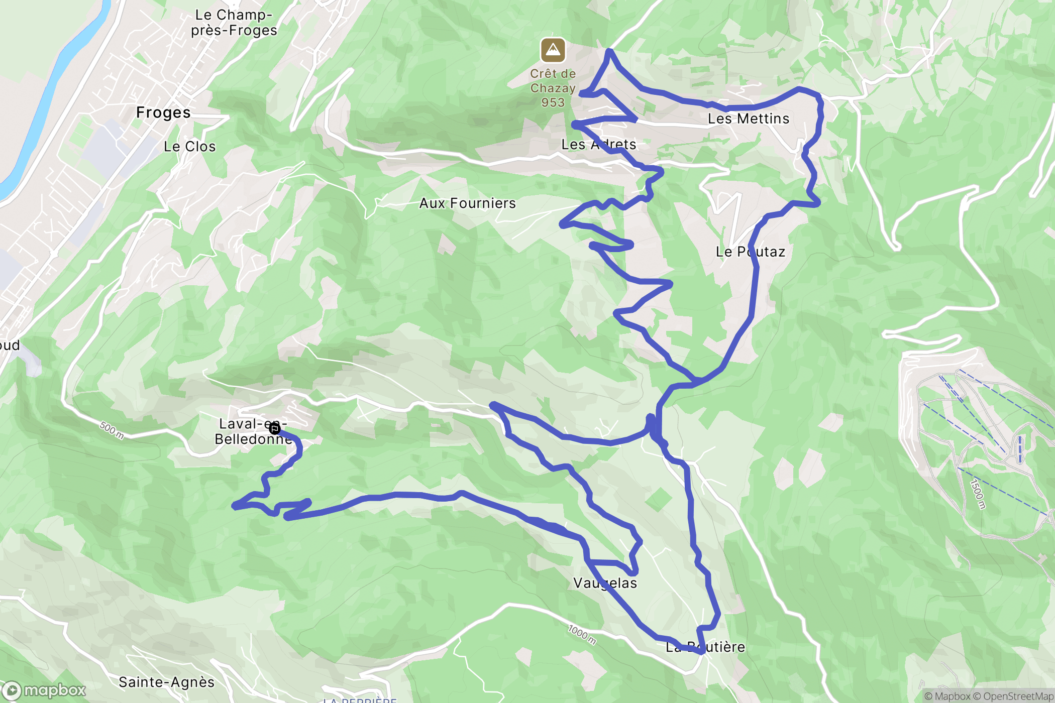 Laval-en-Belledonne : carte du parcours de randonnée - France