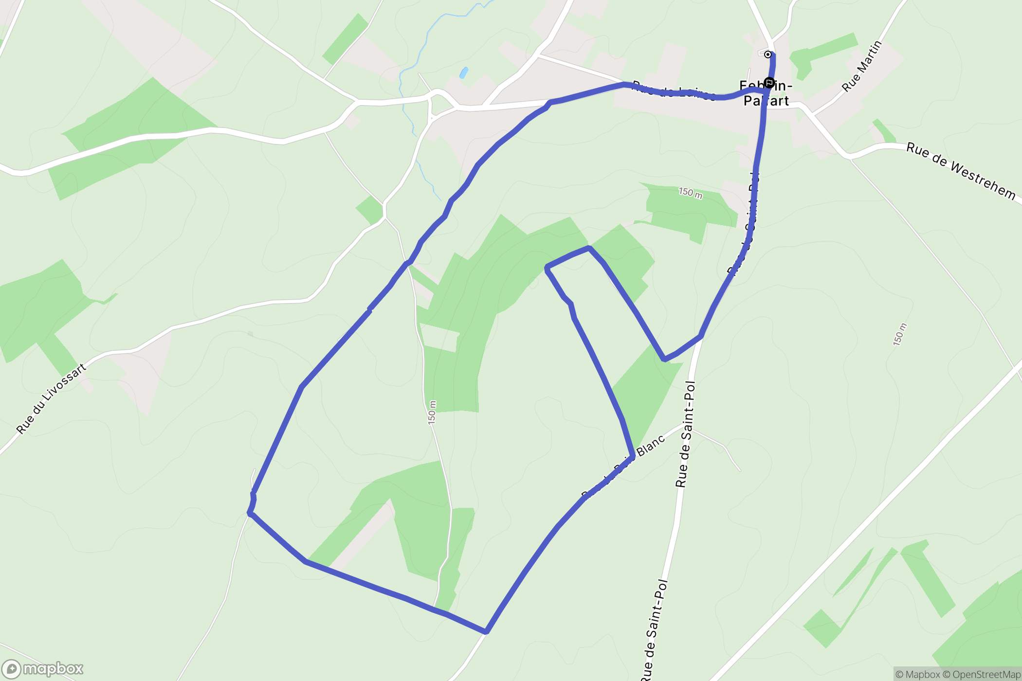 Febvin-Palfart : carte du parcours de randonnée - France