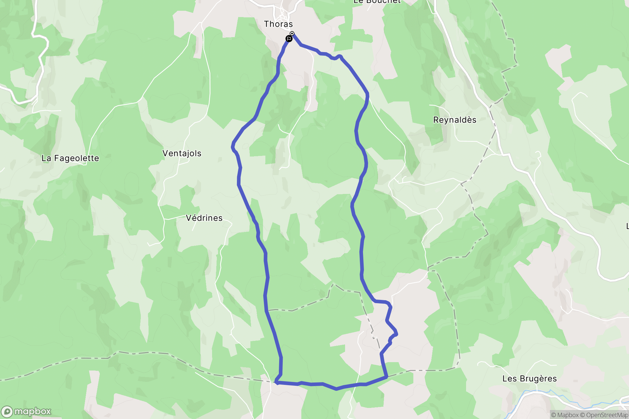 Thoras : carte du parcours de randonnée - France