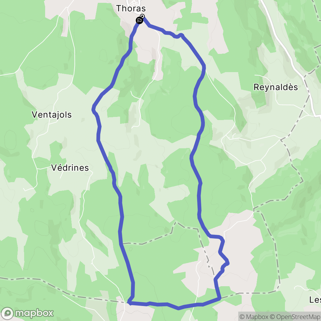 Thoras : carte du parcours de randonnée - France