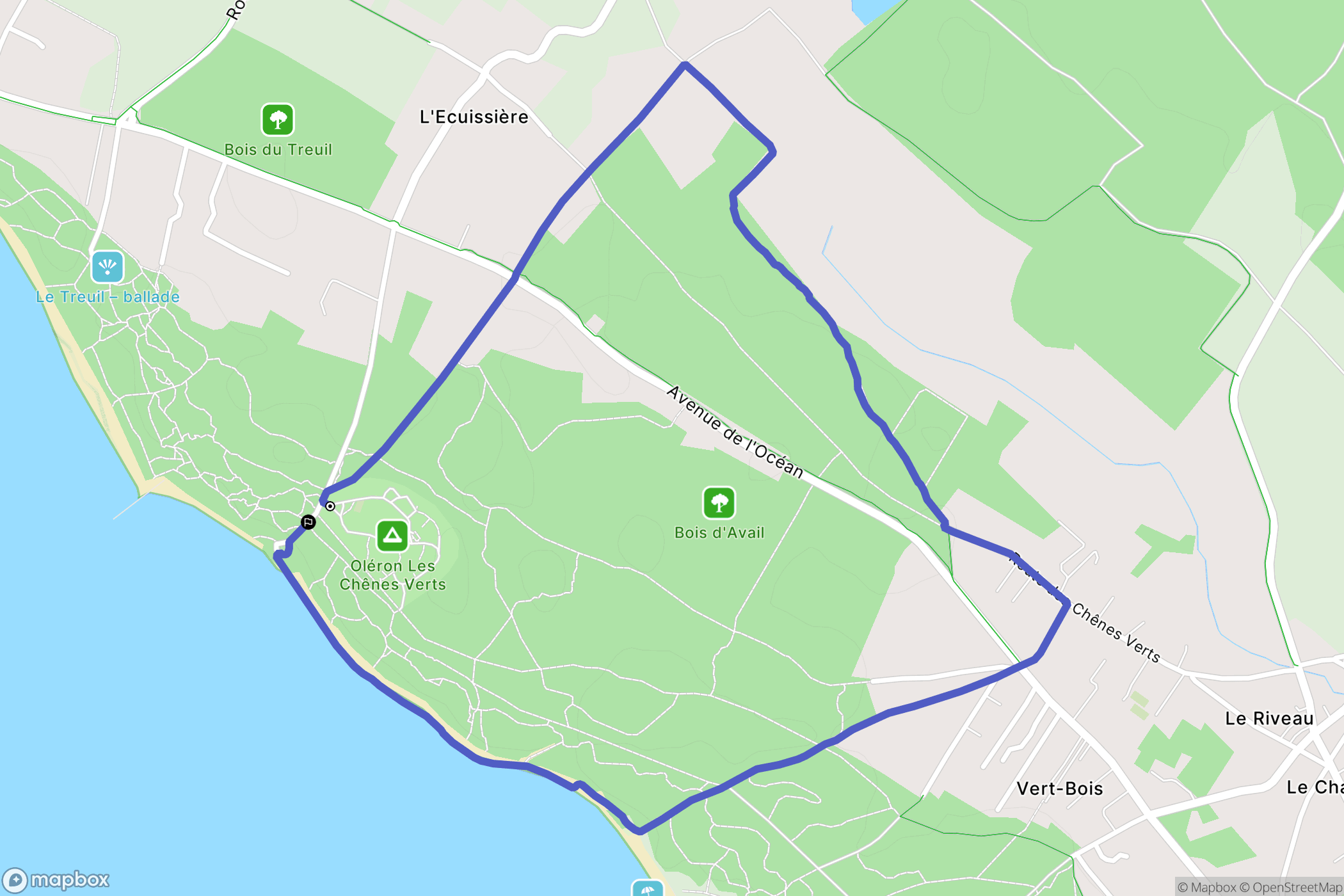 Dolus-d'Oléron : carte du parcours de randonnée - France