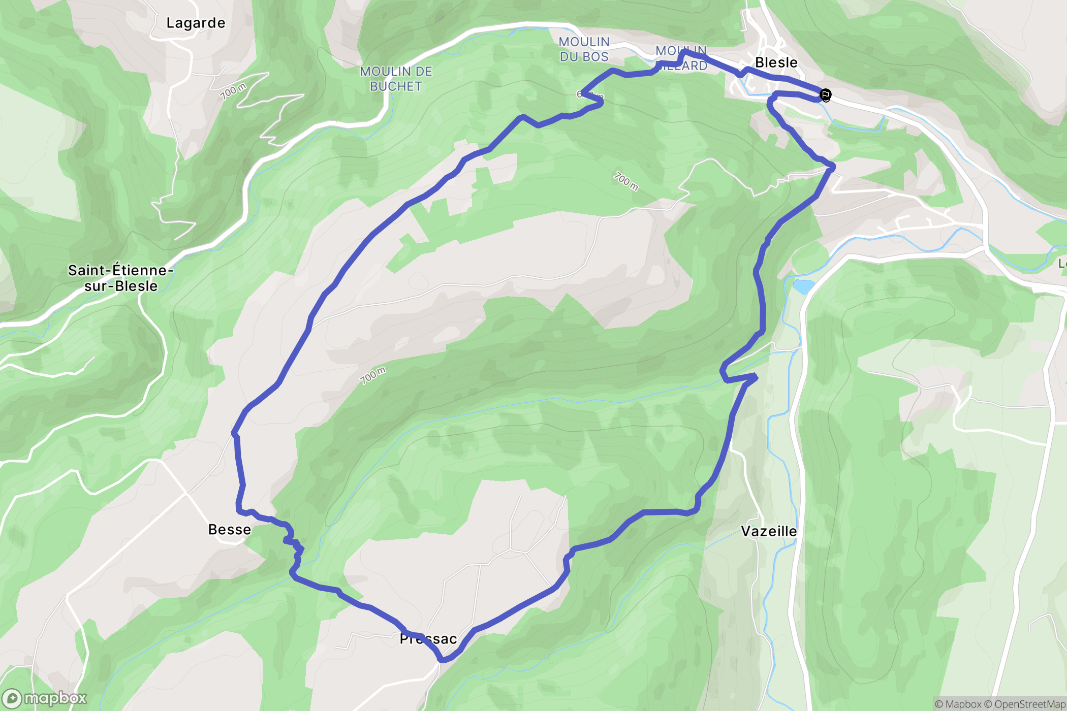 Blesle : carte du parcours de randonnée - France