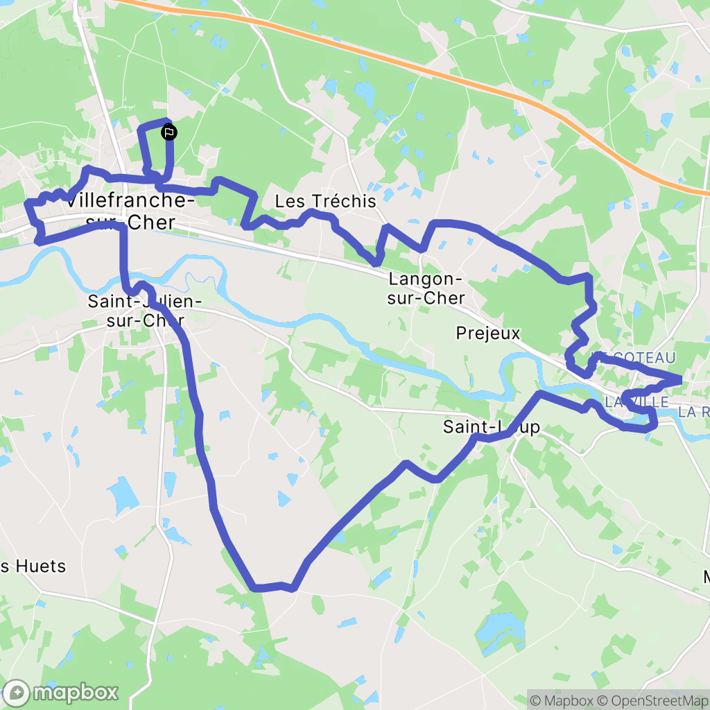Villefranche-sur-Cher : carte du parcours de randonnée - France