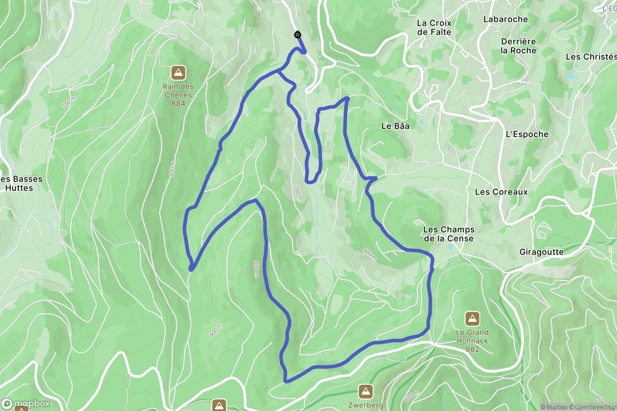 Orbey : carte du parcours de randonnée - France