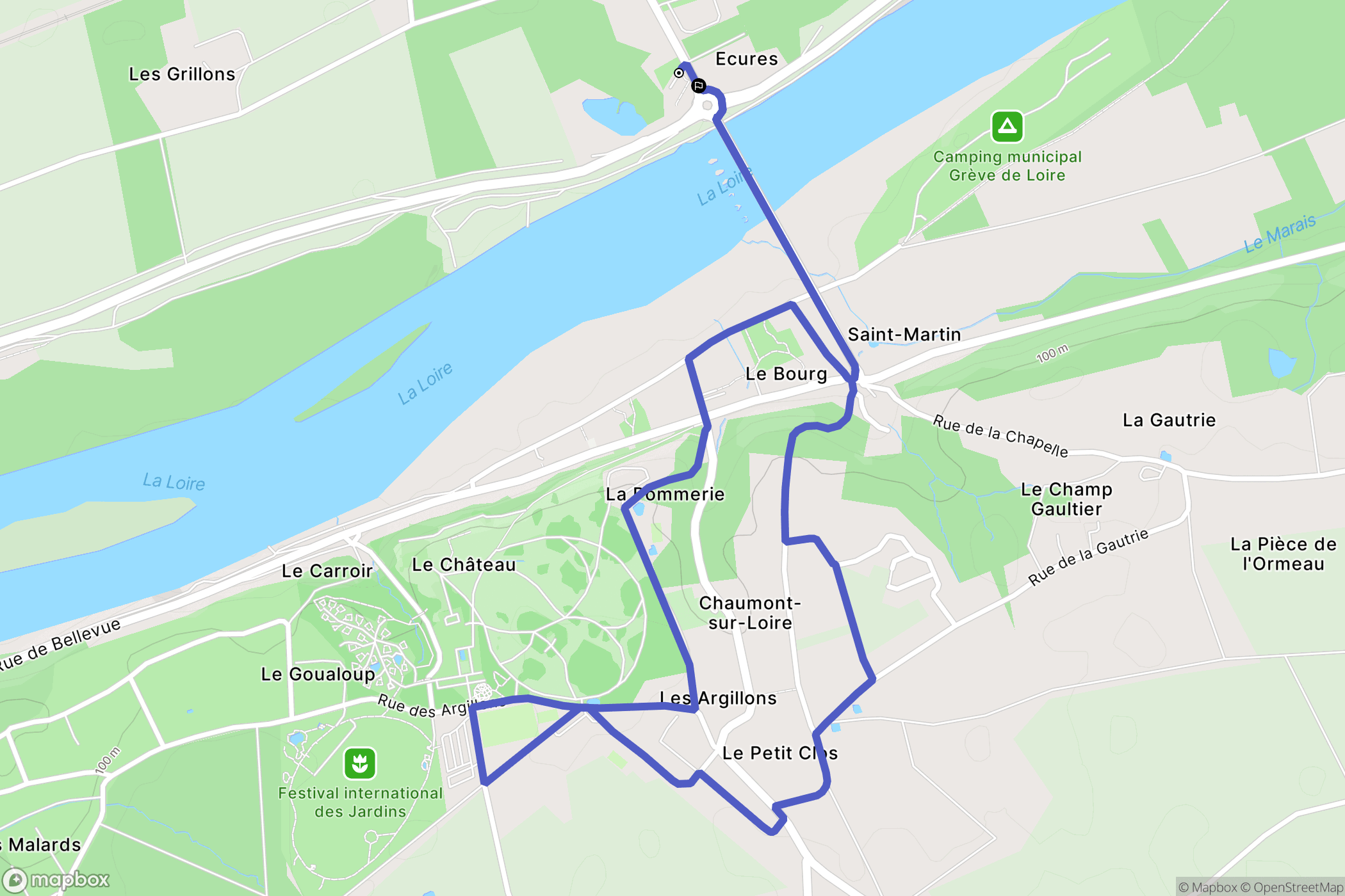 Veuzain sur Loire : carte du parcours de randonnée - France