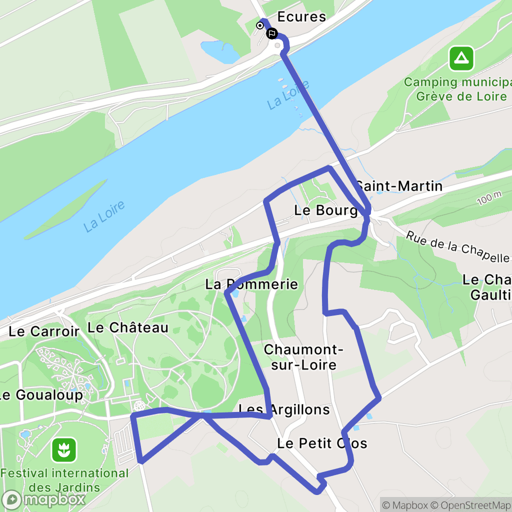 Veuzain sur Loire : carte du parcours de randonnée - France