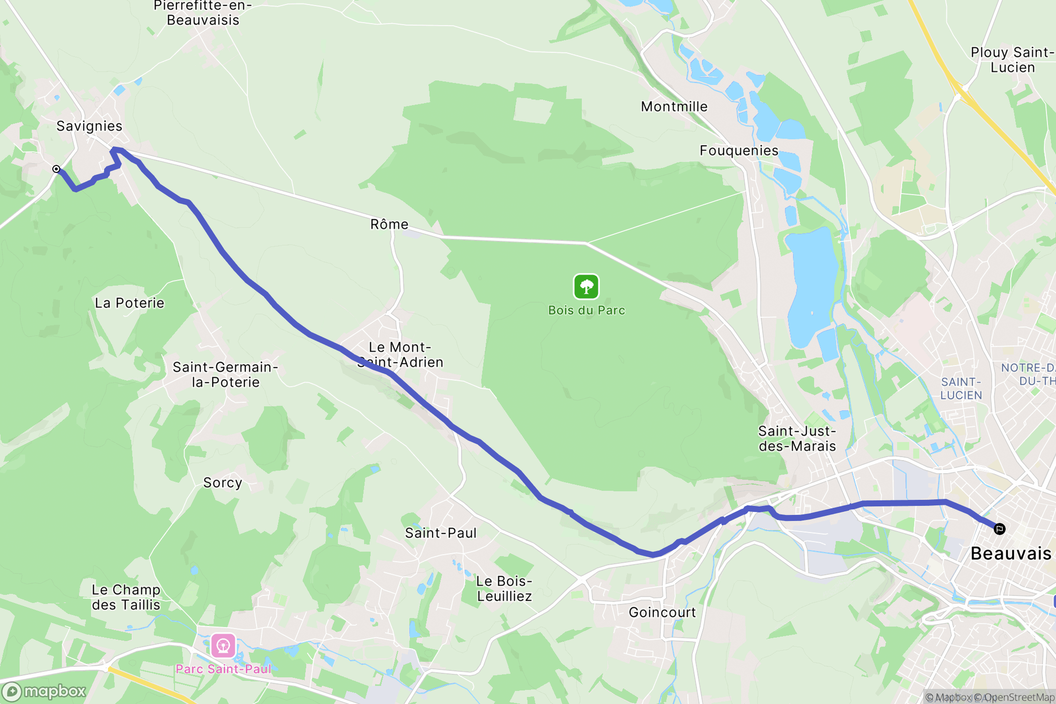 Savignies : carte du parcours de randonnée - France