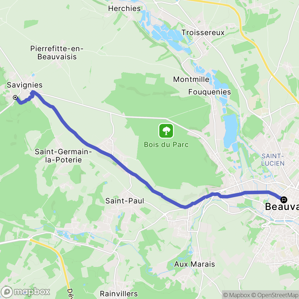 Savignies : carte du parcours de randonnée - France