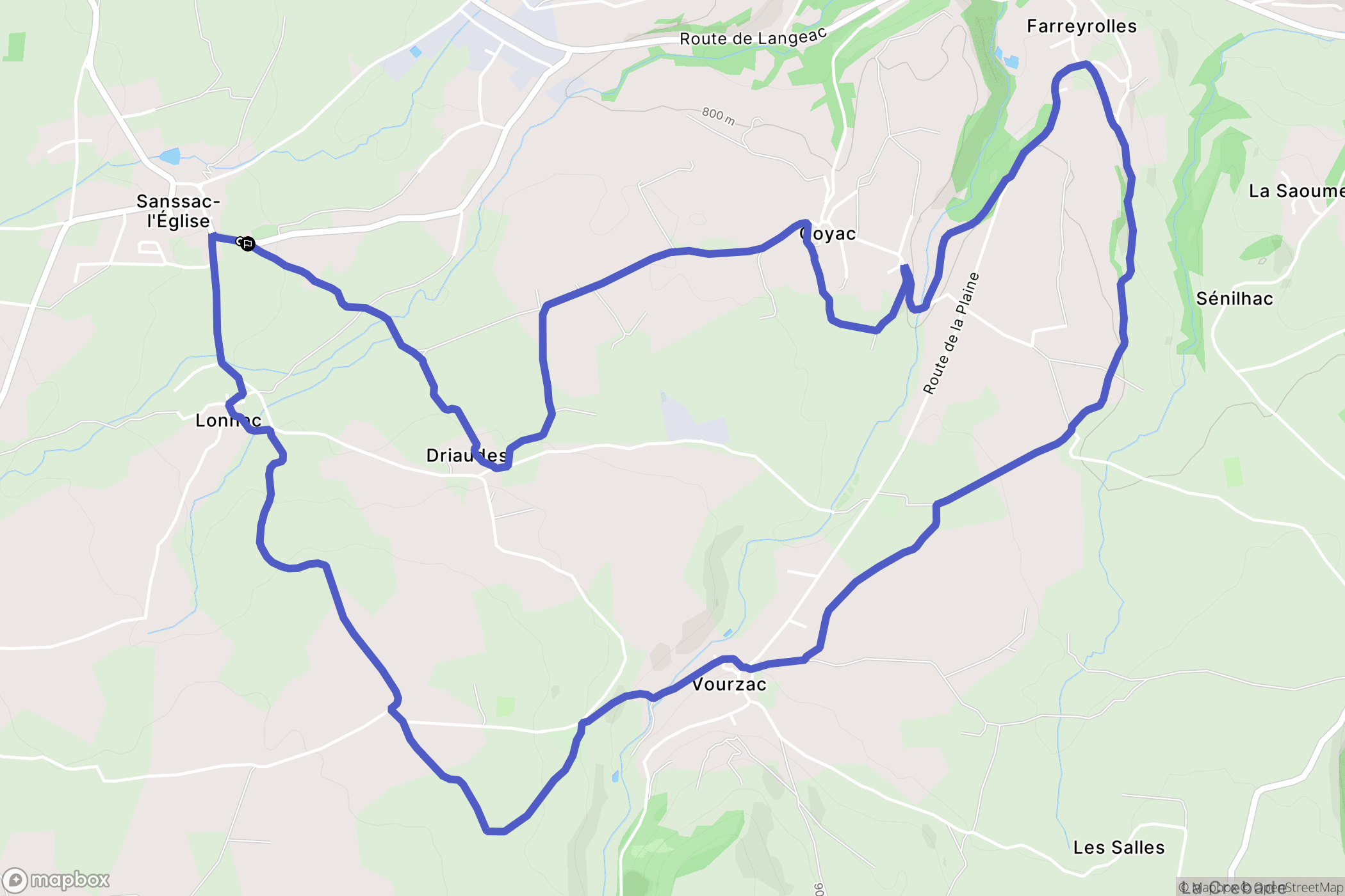 Sanssac-l'Église : carte du parcours de randonnée - France