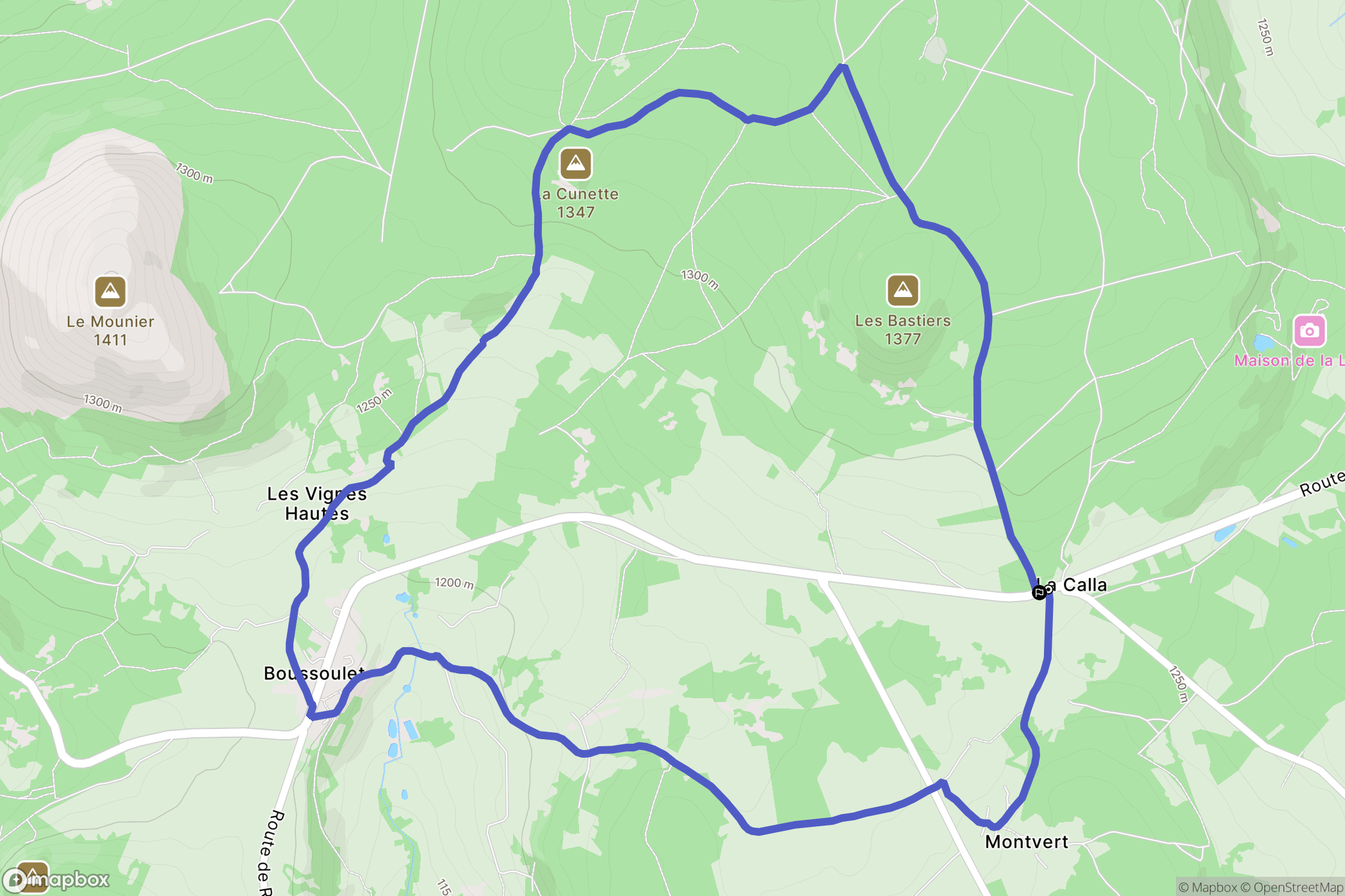 Champclause : carte du parcours de randonnée - France