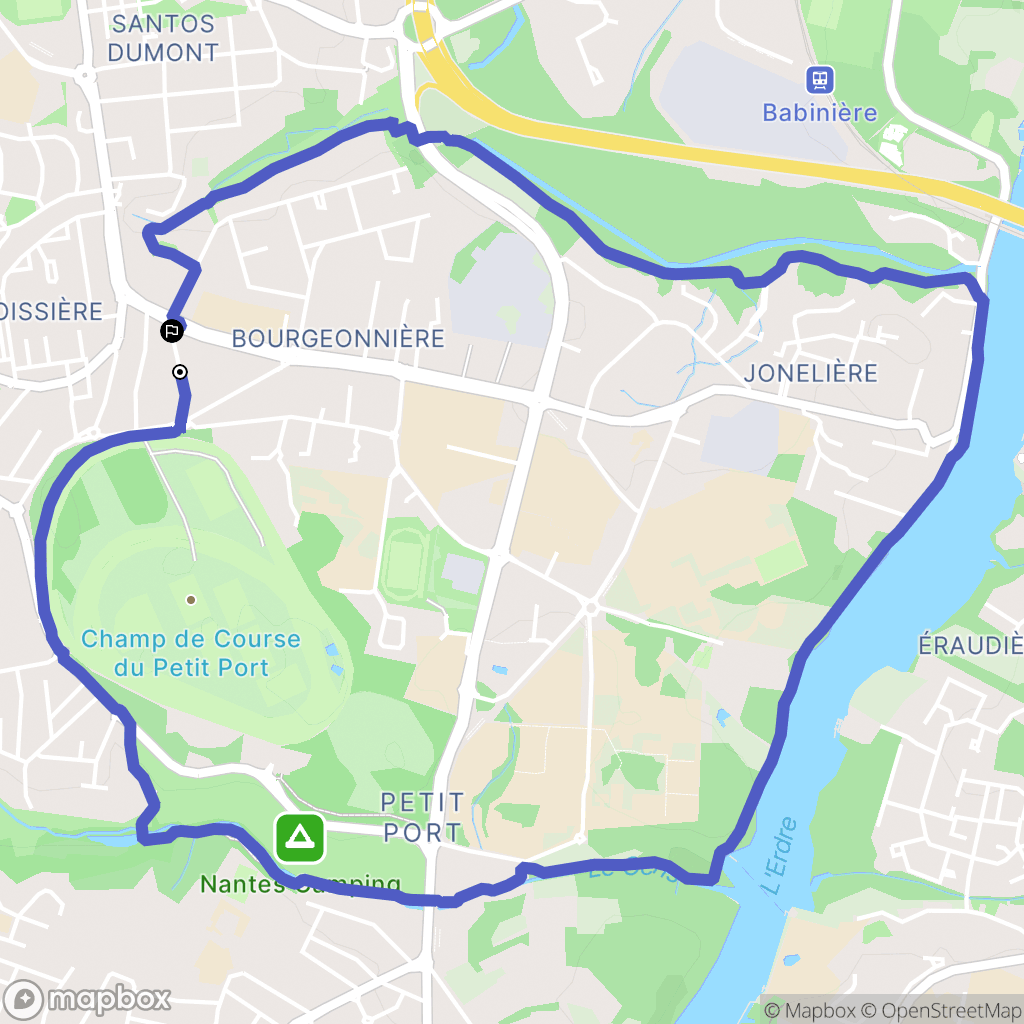 Nantes : carte du parcours de randonnée - France