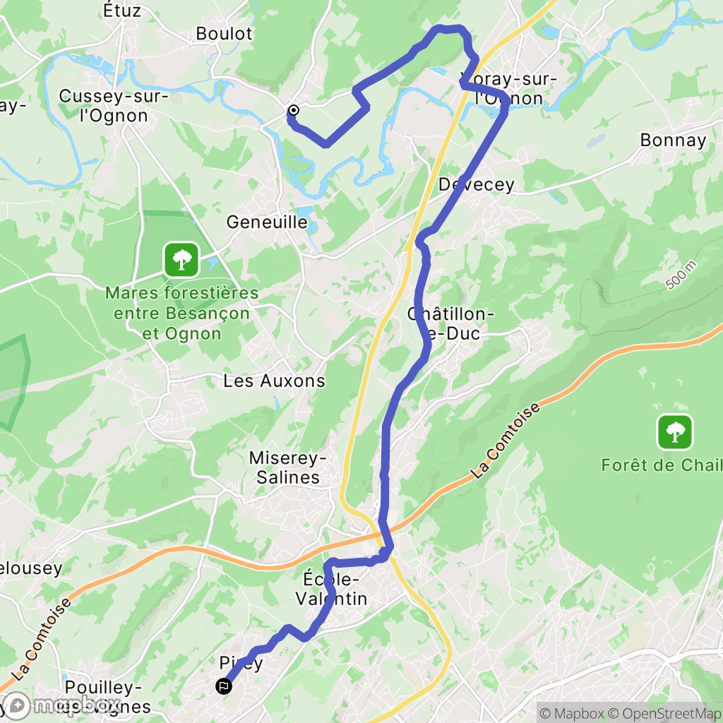 Bussières : carte du parcours de randonnée - France