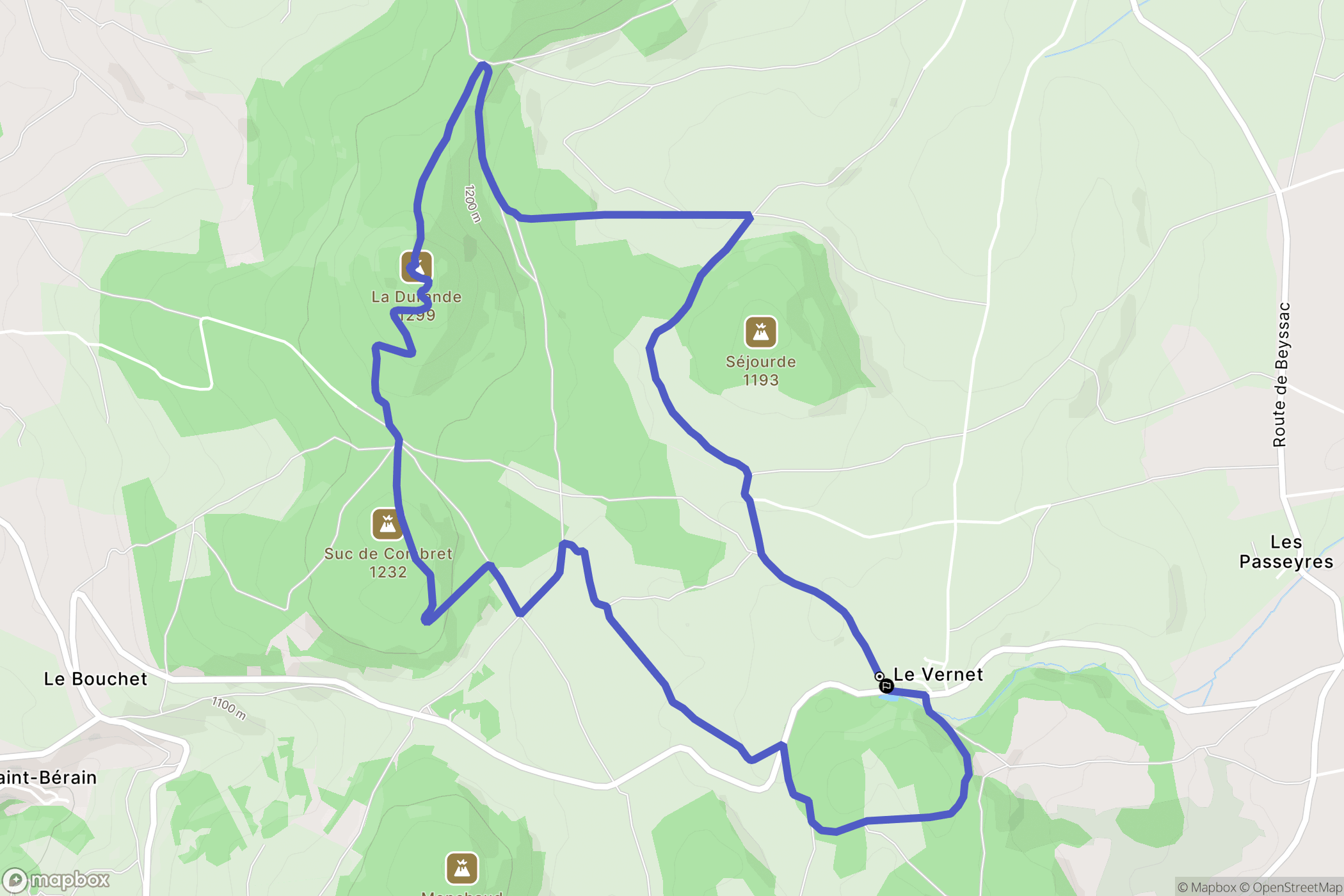 Le Vernet : carte du parcours de randonnée - France