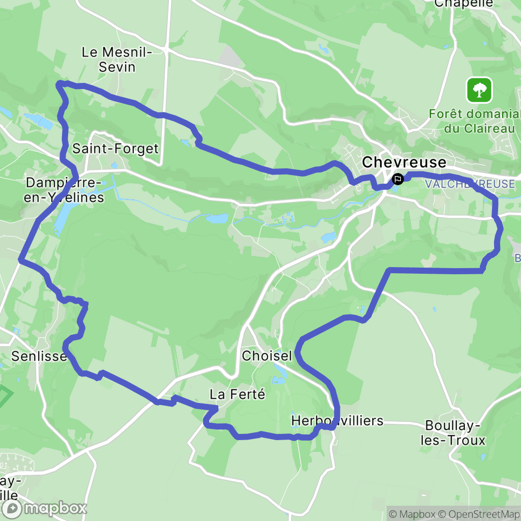 Chevreuse : carte du parcours de randonnée - France