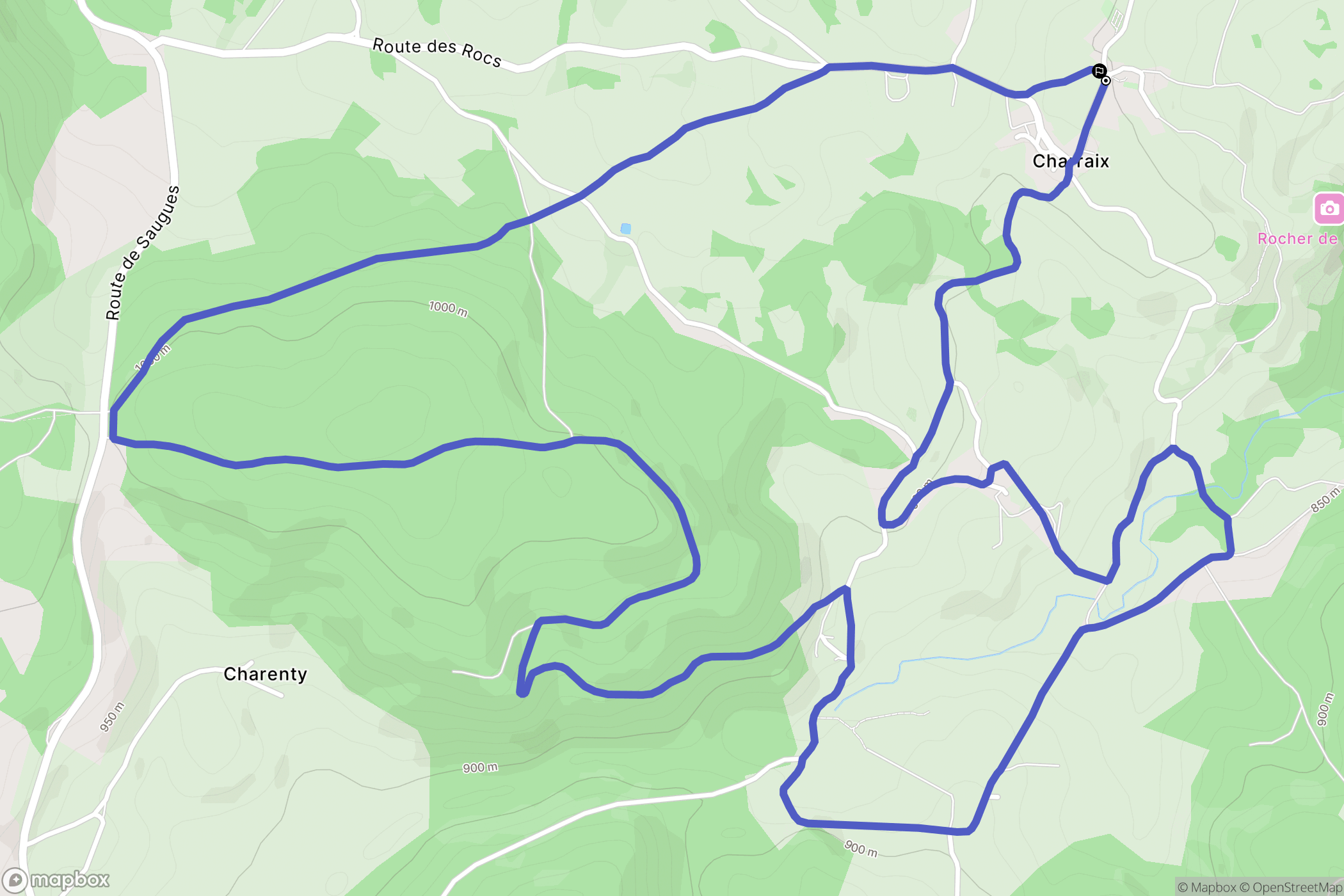 Charraix : carte du parcours de randonnée - France