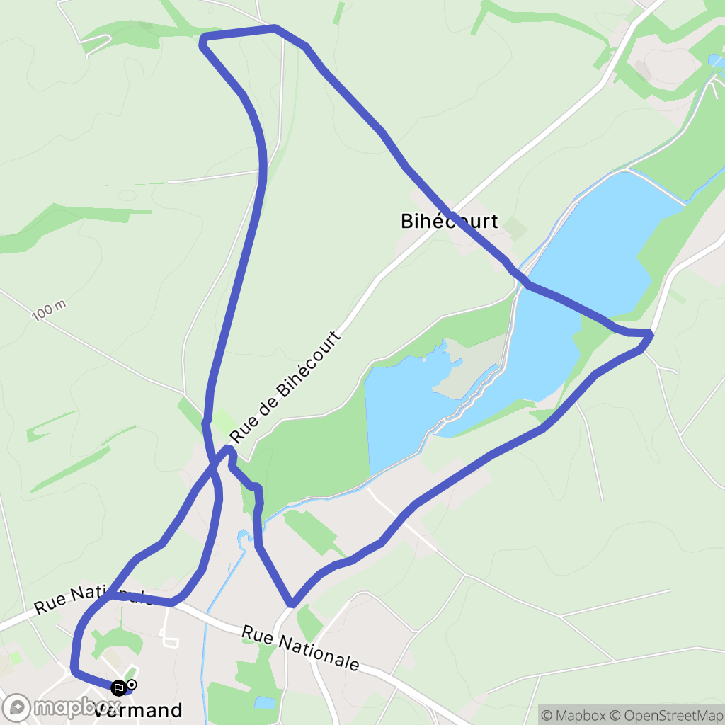 Vermand : carte du parcours de randonnée - France