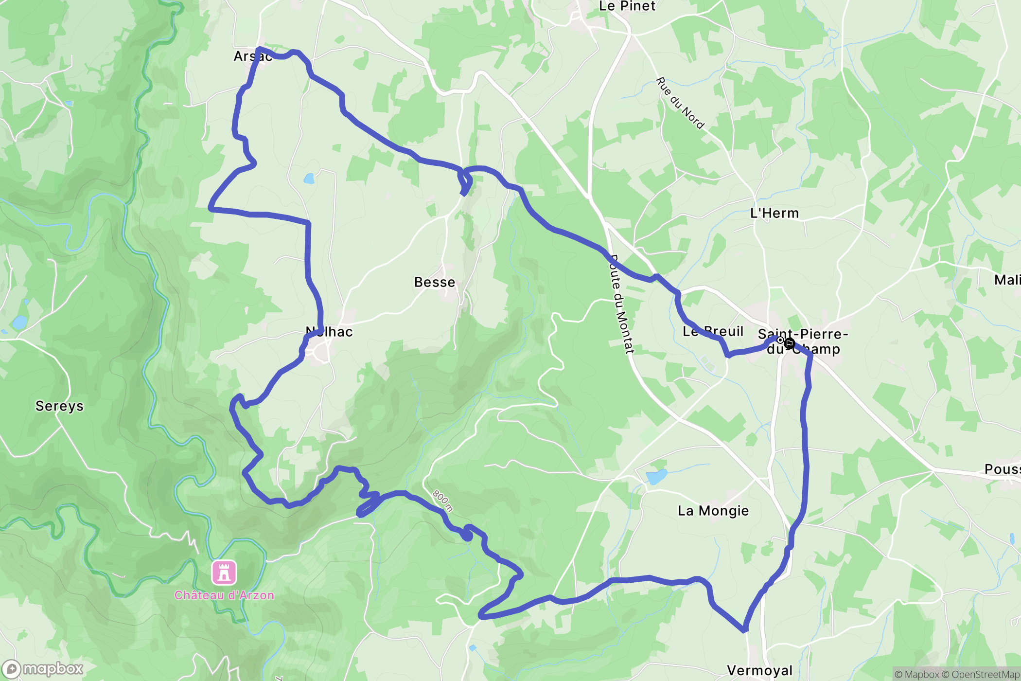 Saint-Pierre-du-Champ : carte du parcours de randonnée - France
