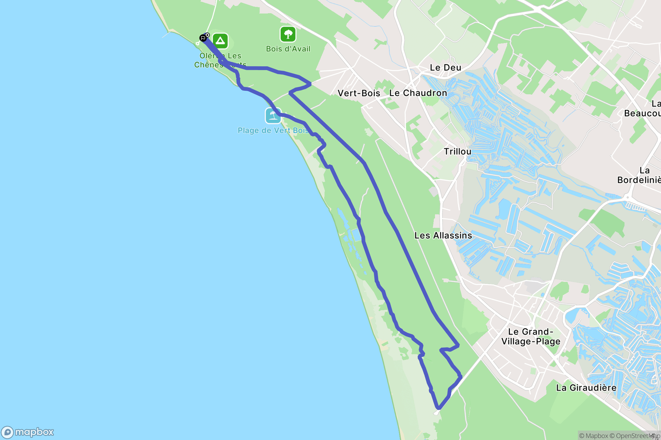 Dolus-d'Oléron : carte du parcours de randonnée - France