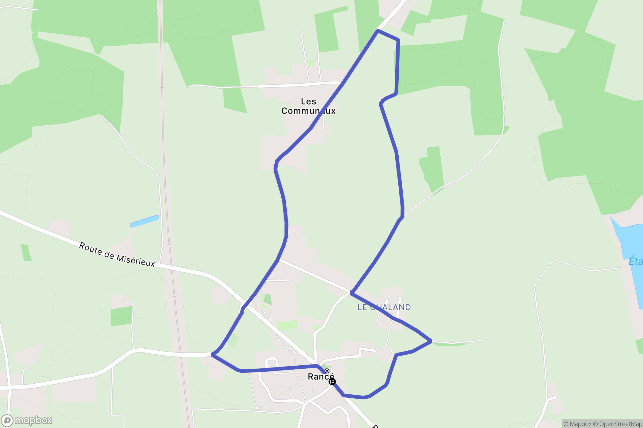 Rancé : carte du parcours de randonnée - France
