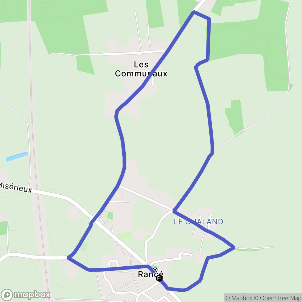 Rancé : carte du parcours de randonnée - France