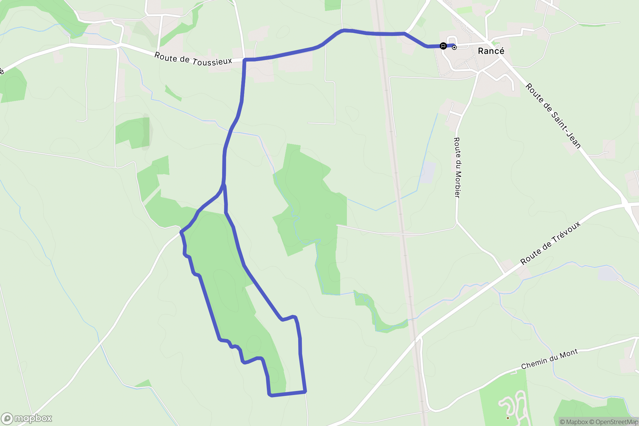 Rancé : carte du parcours de randonnée - France