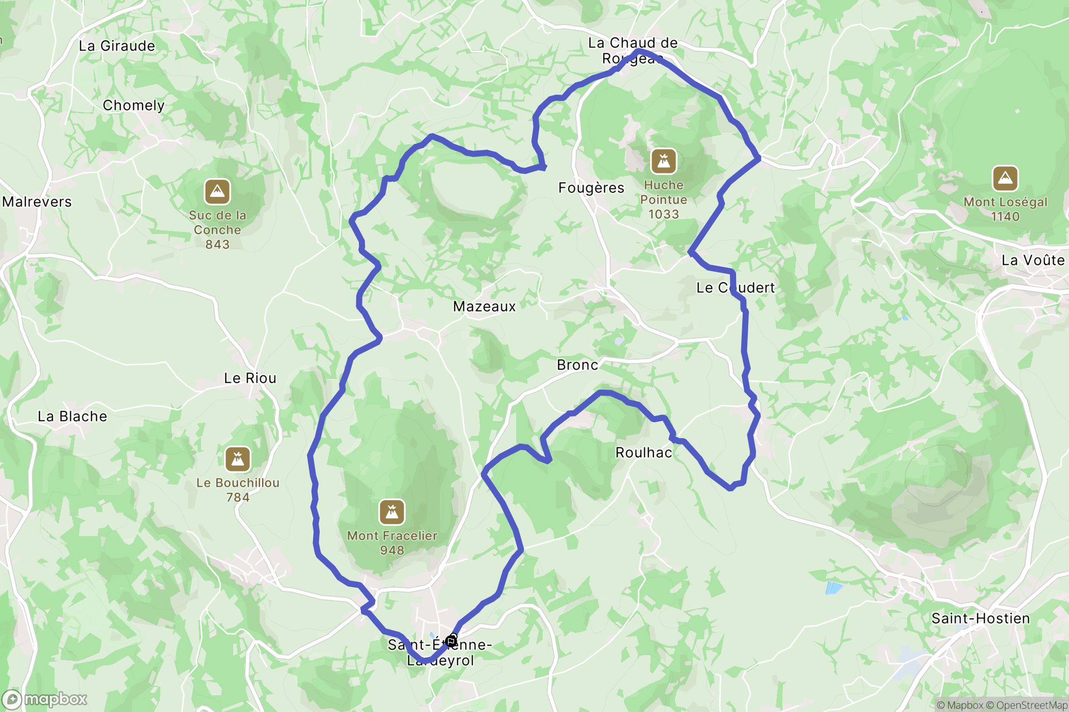 Saint-Étienne-Lardeyrol : carte du parcours de randonnée - France