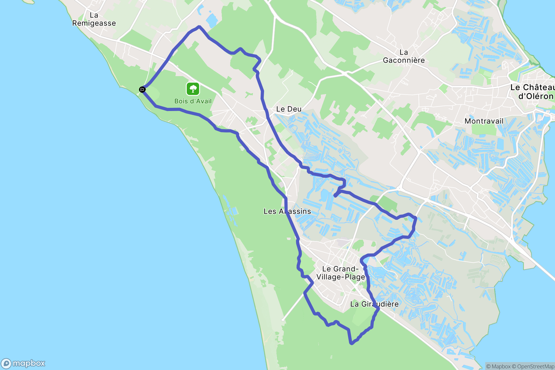 Dolus-d'Oléron : carte du parcours de randonnée - France