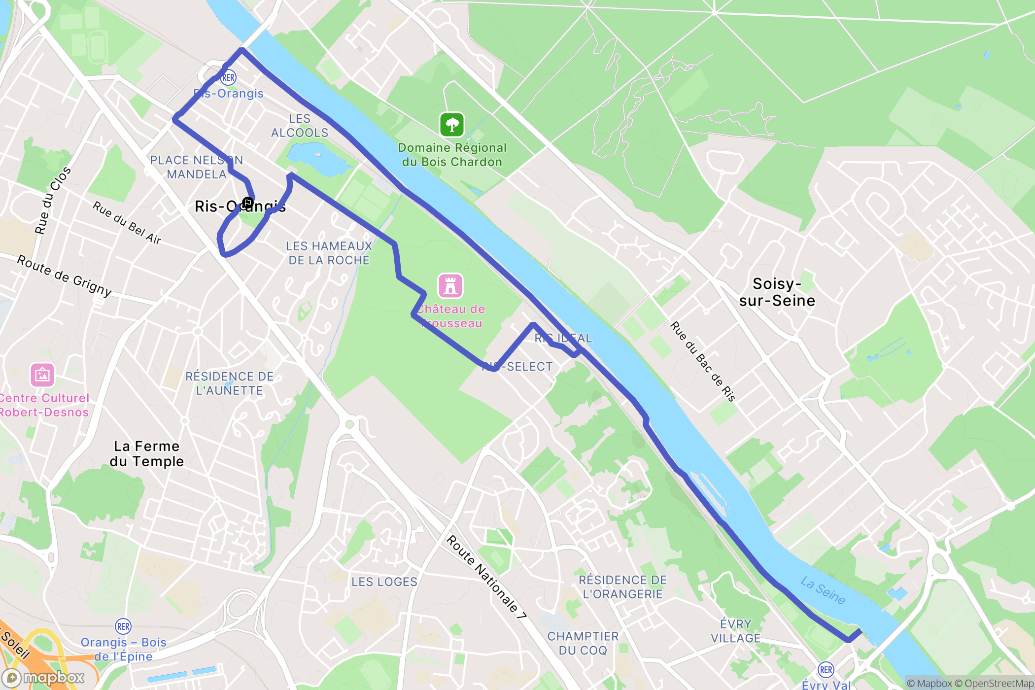 Ris-Orangis : carte du parcours de randonnée - France