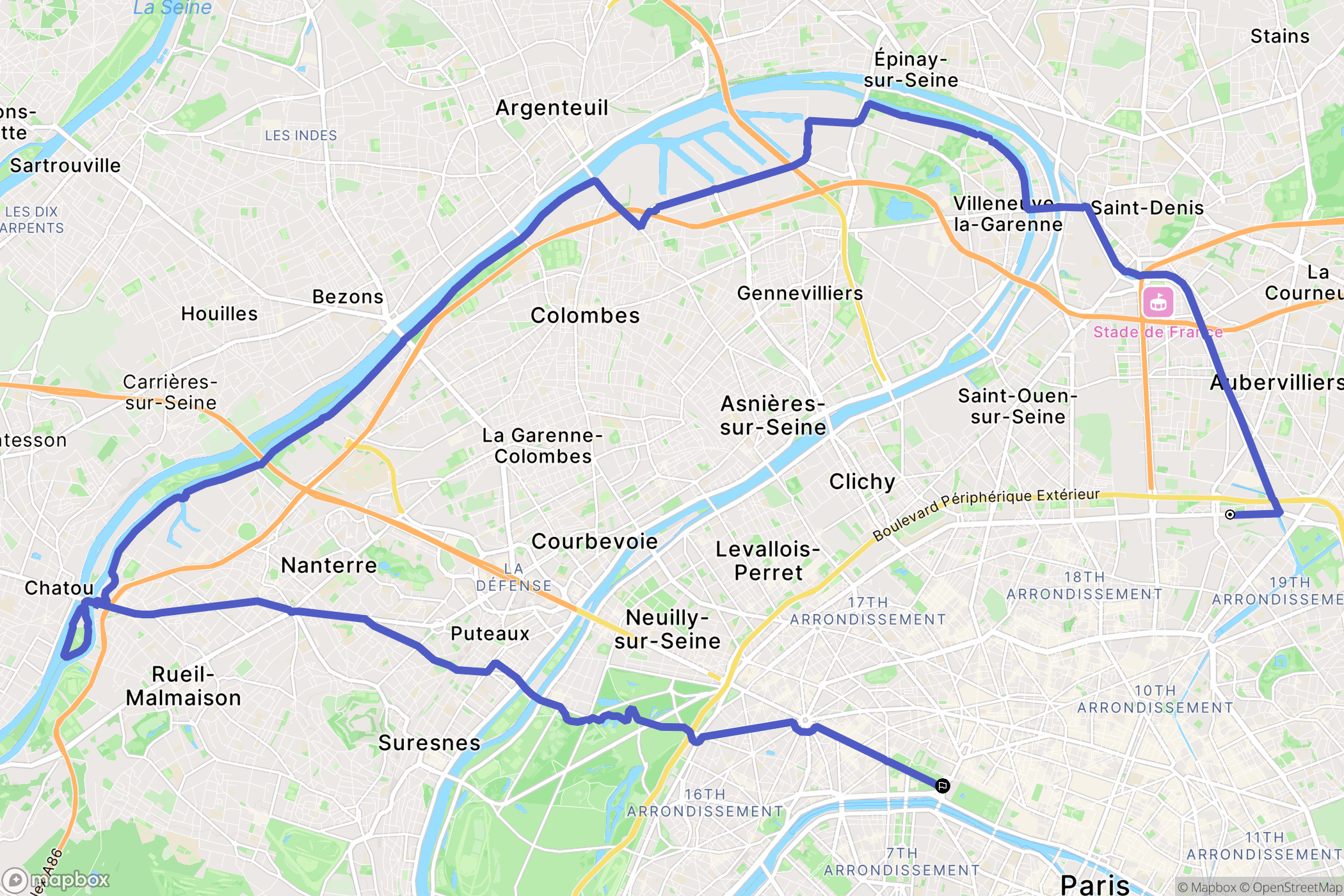 Paris : carte du parcours de randonnée - France