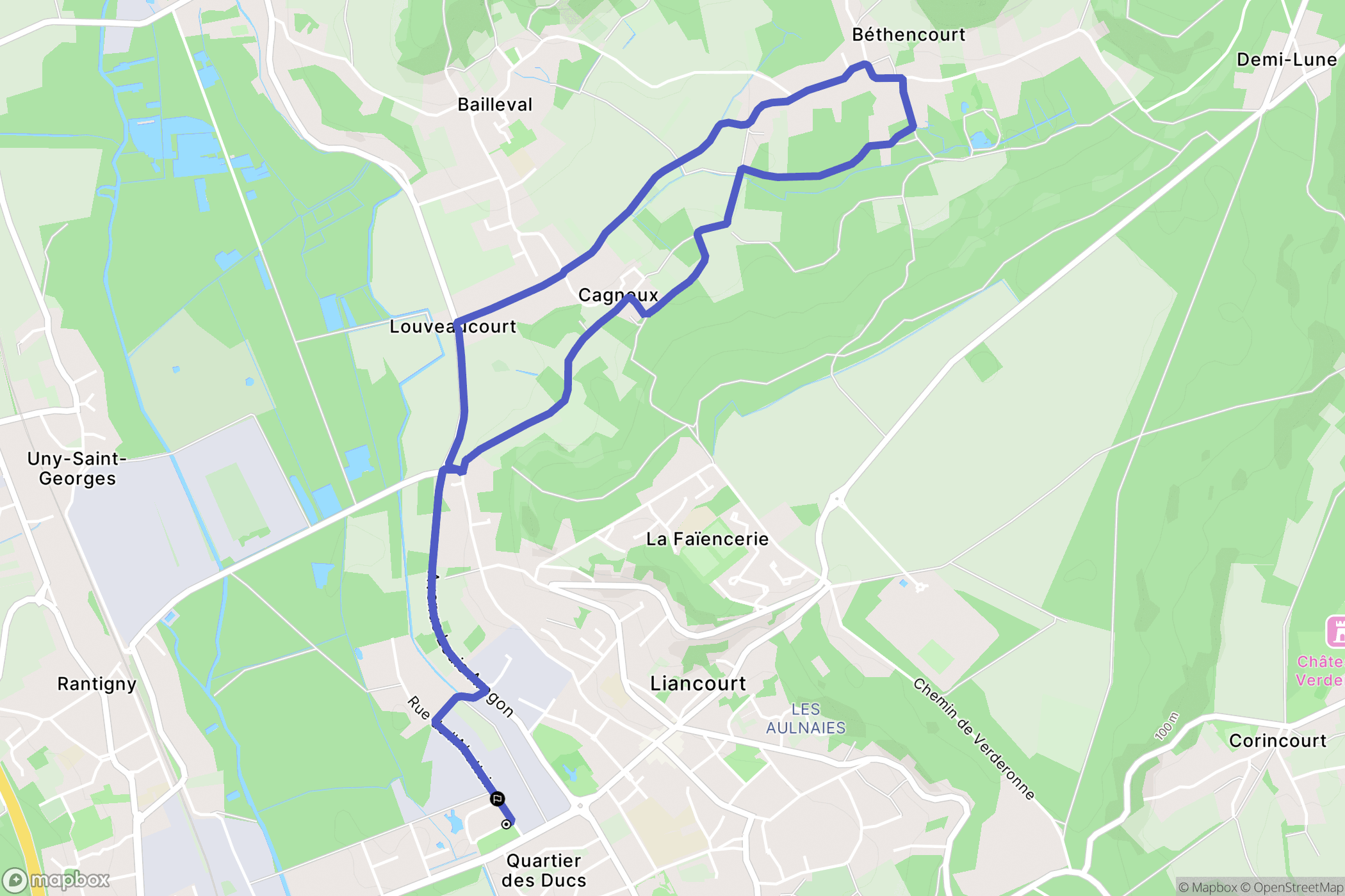 Liancourt : carte du parcours de randonnée - France