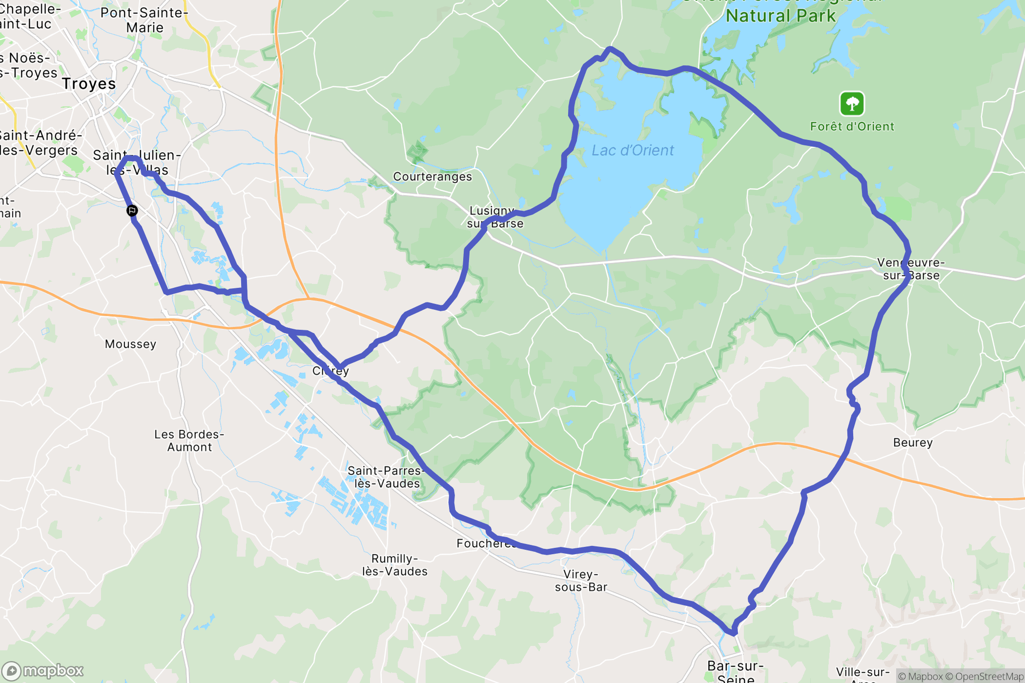 Bréviandes : carte du parcours de randonnée - France