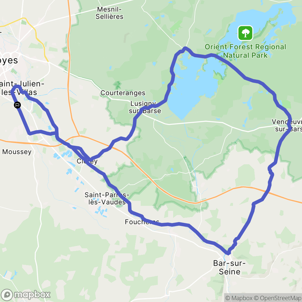 Bréviandes : carte du parcours de randonnée - France
