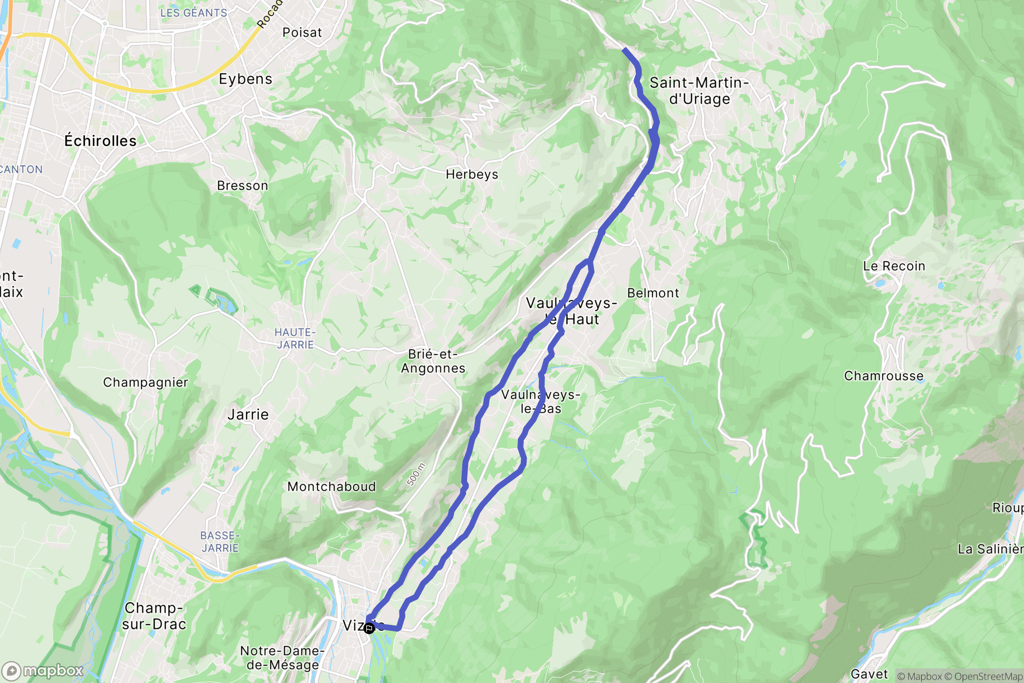Vizille : carte du parcours de randonnée - France