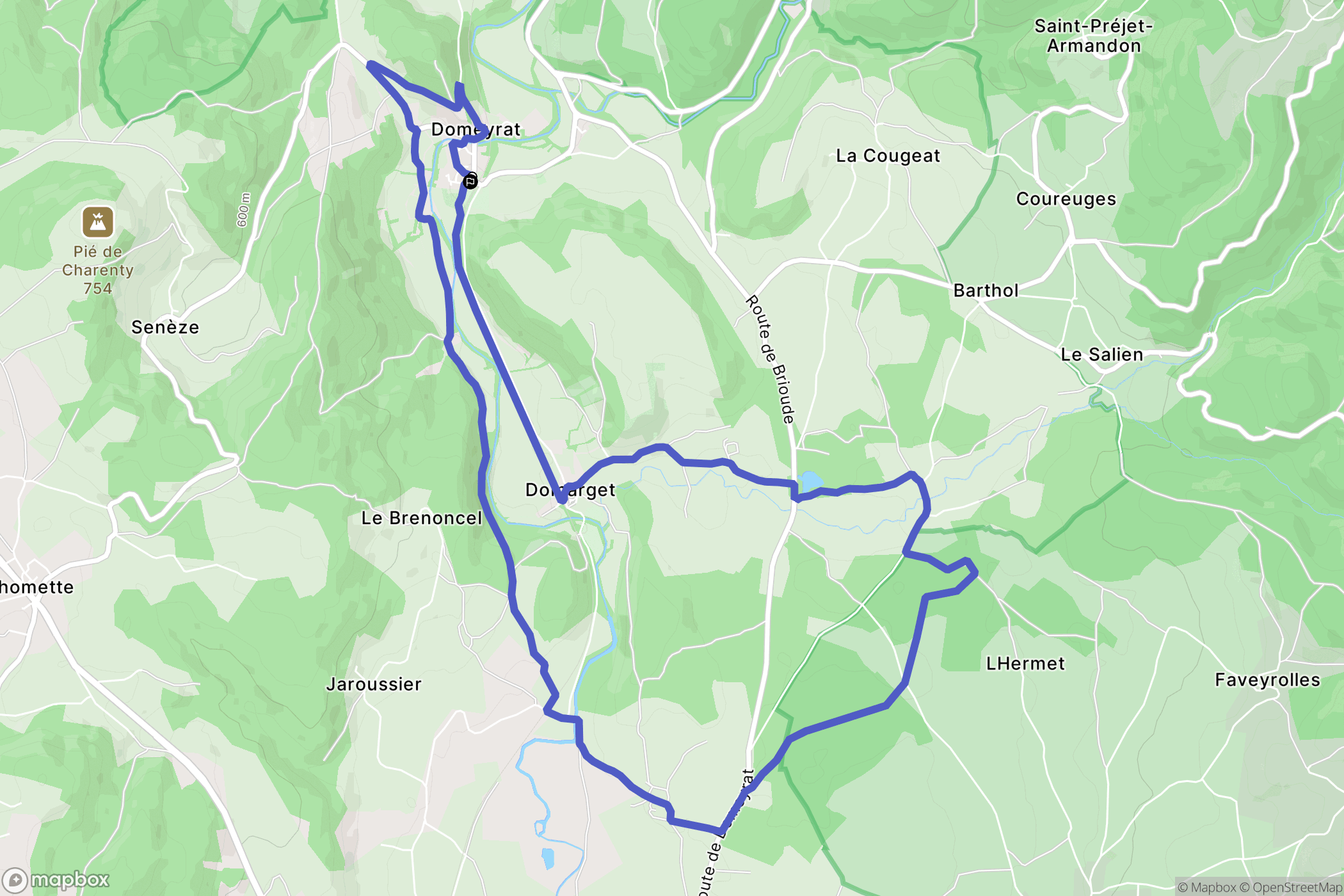 Domeyrat : carte du parcours de randonnée - France