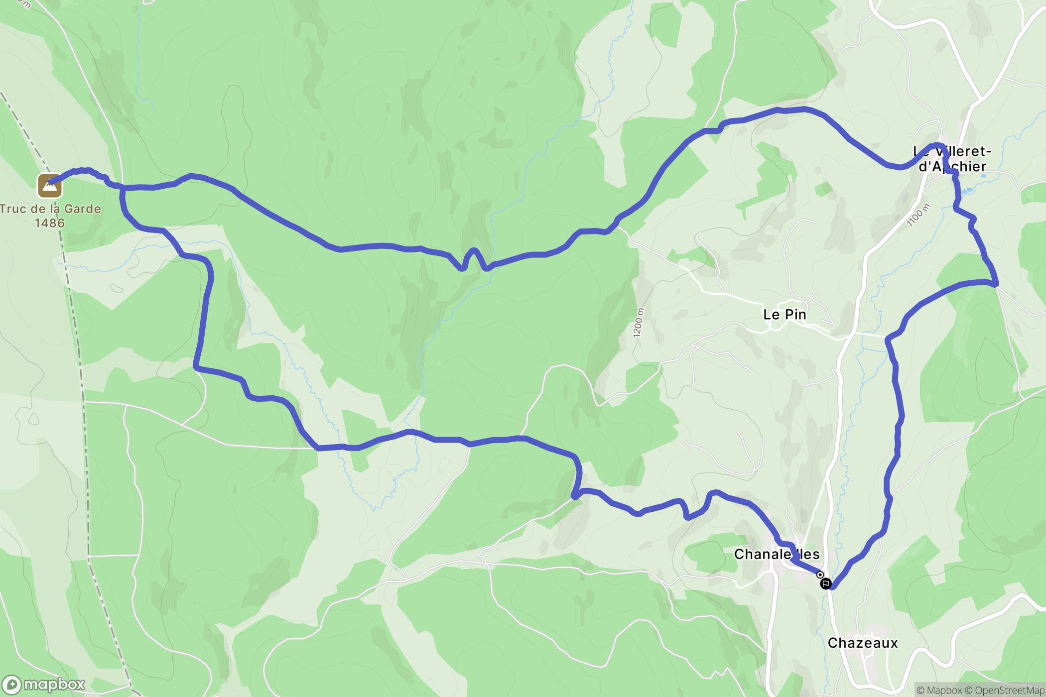 Chanaleilles : carte du parcours de randonnée - France