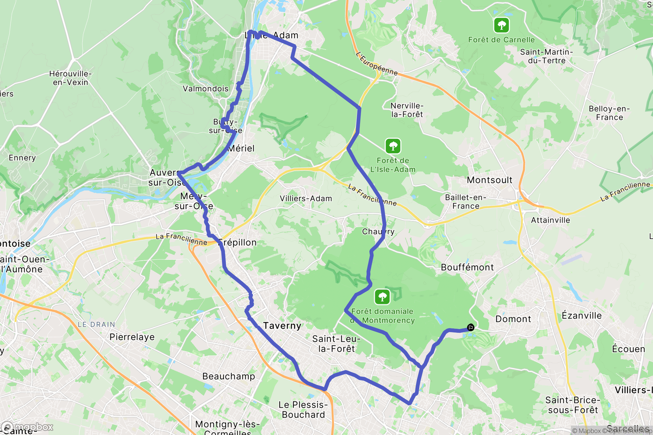 Domont : carte du parcours de randonnée - France