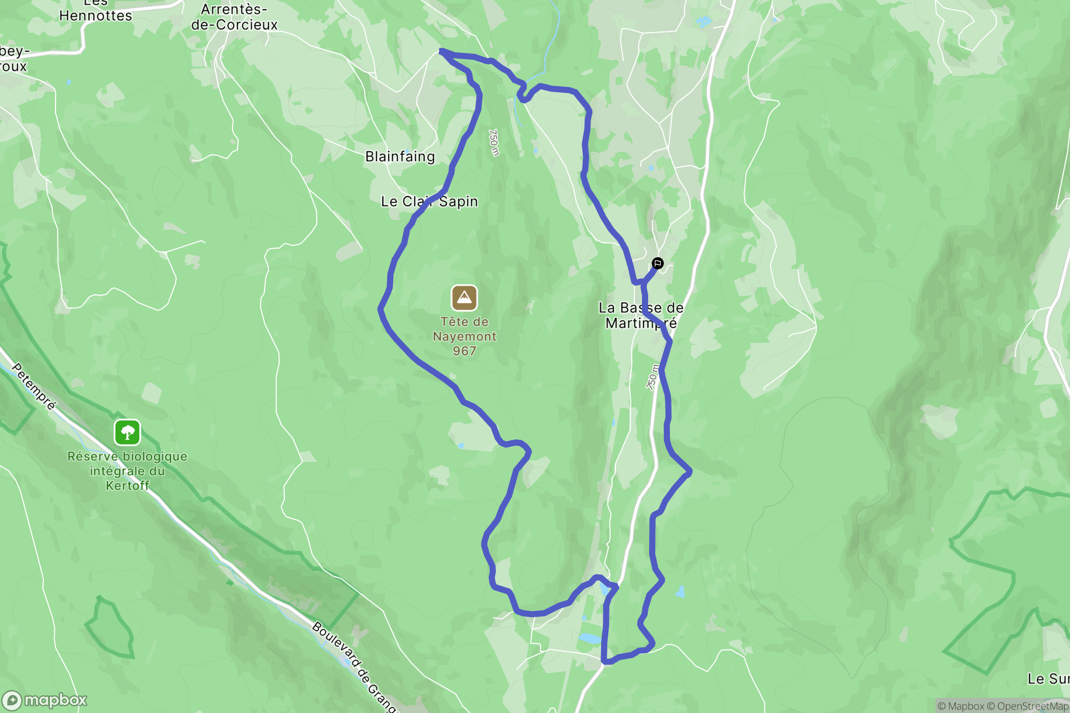 Gerbépal : carte du parcours de randonnée - France