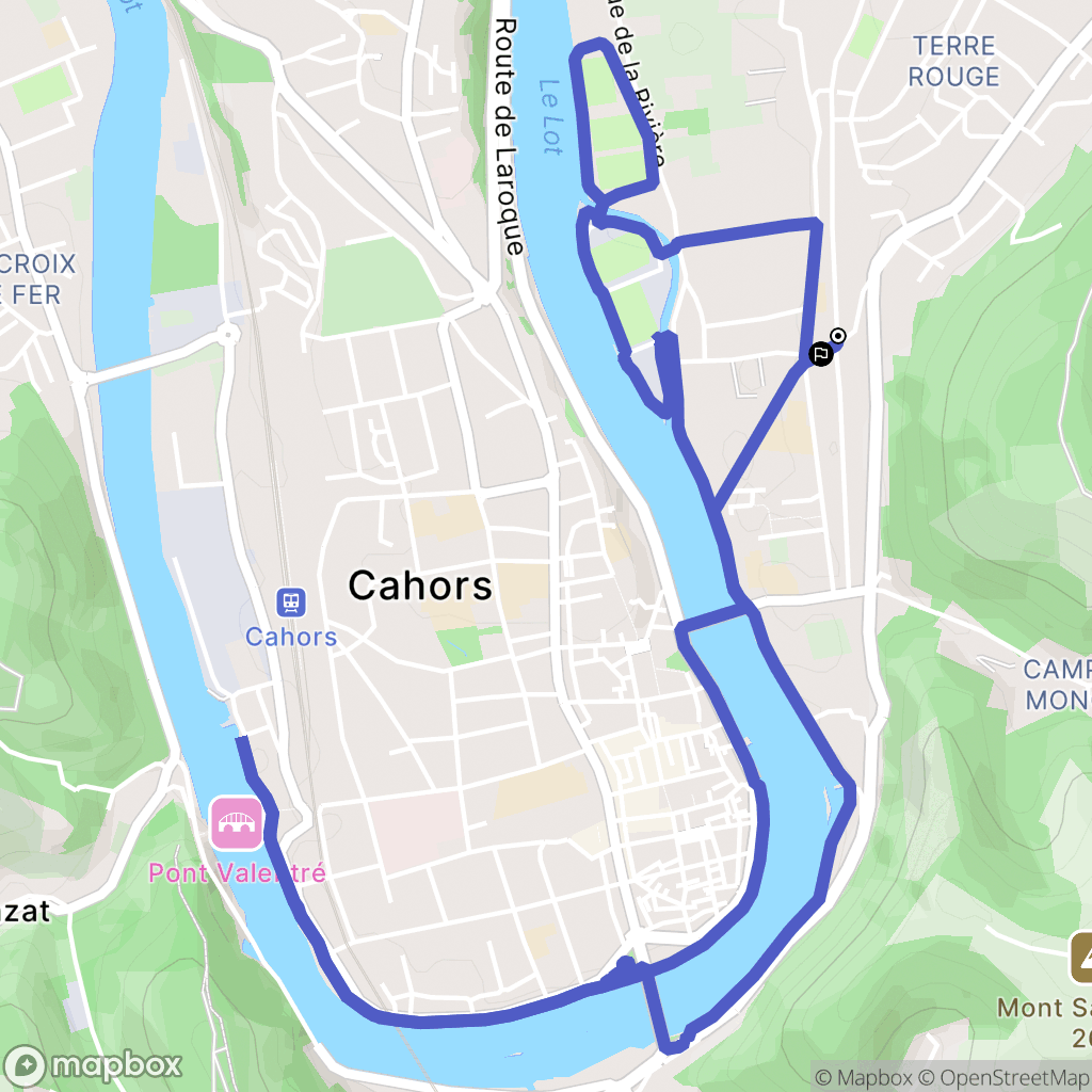 Cahors : carte du parcours de randonnée - France