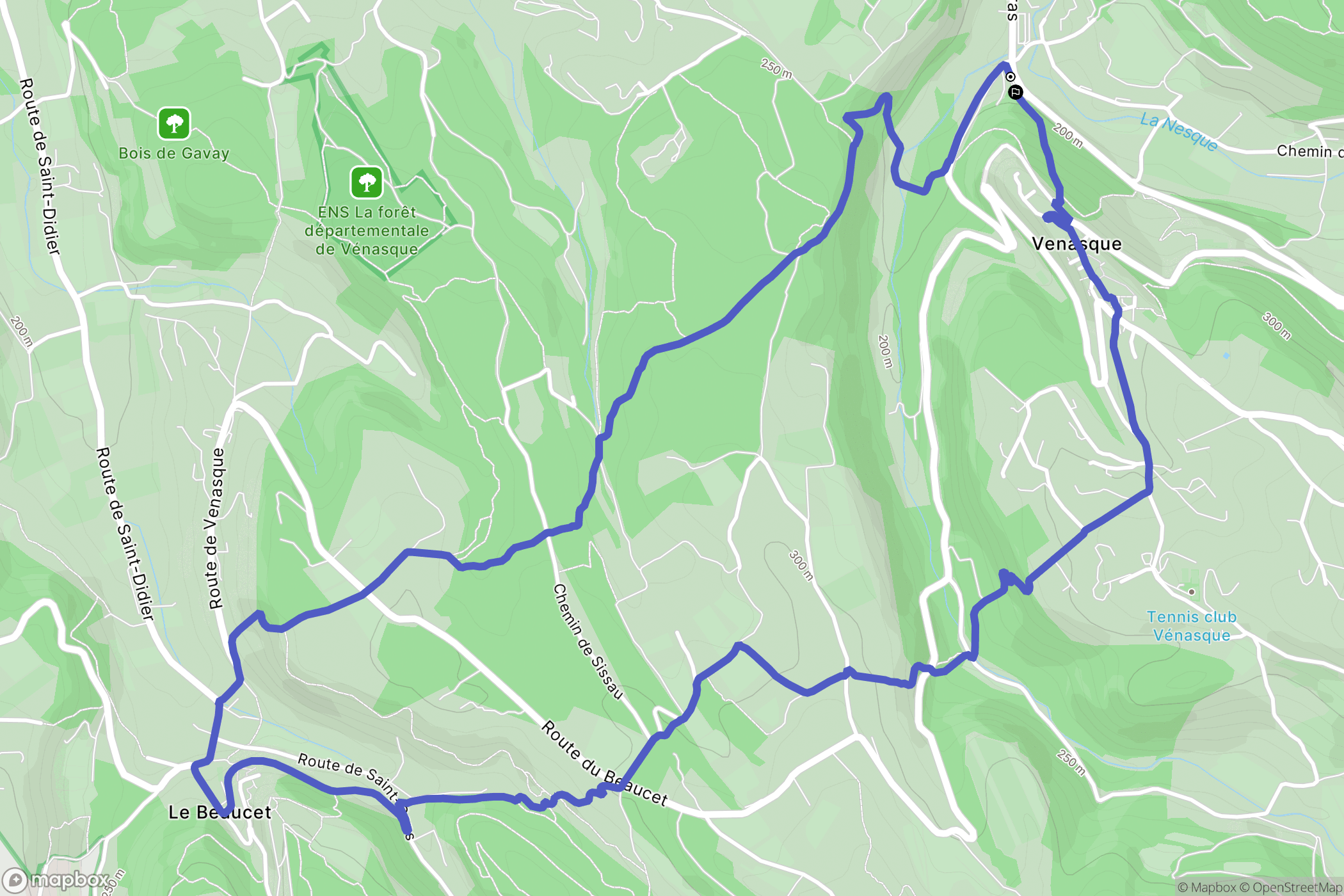 Venasque : carte du parcours de randonnée - France