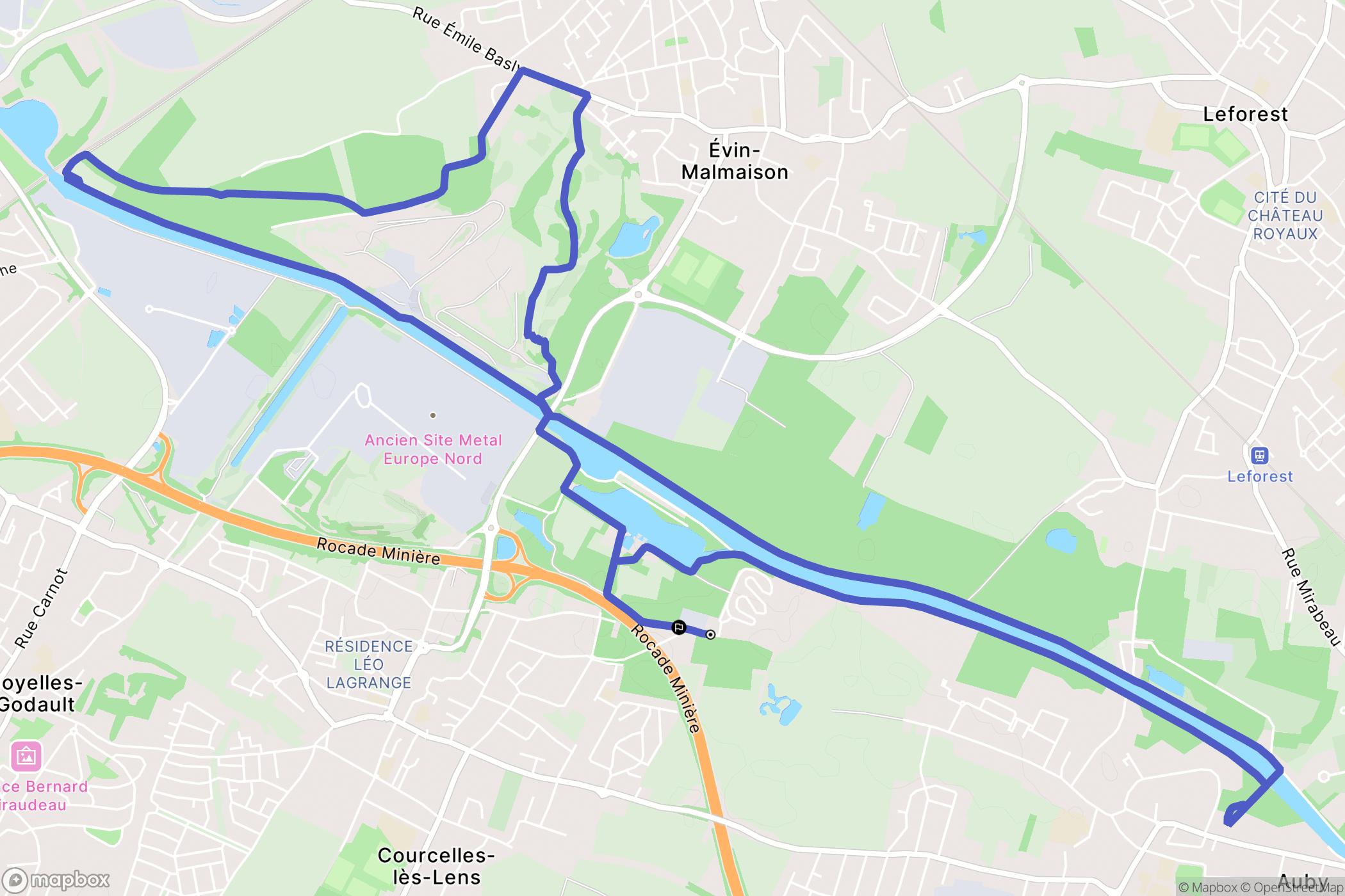 Courcelles-lès-Lens : carte du parcours de randonnée - France