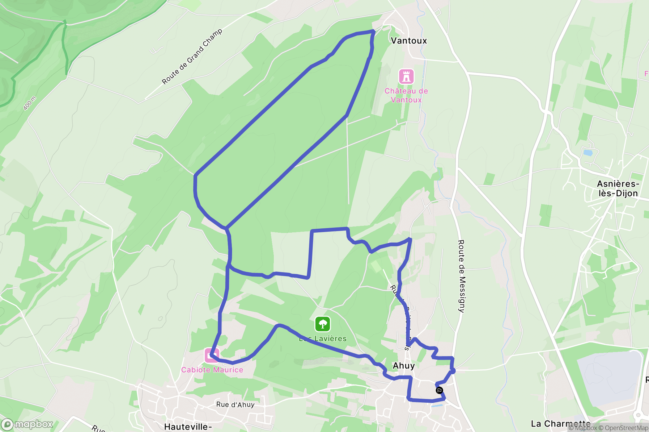 Ahuy : carte du parcours de randonnée - France