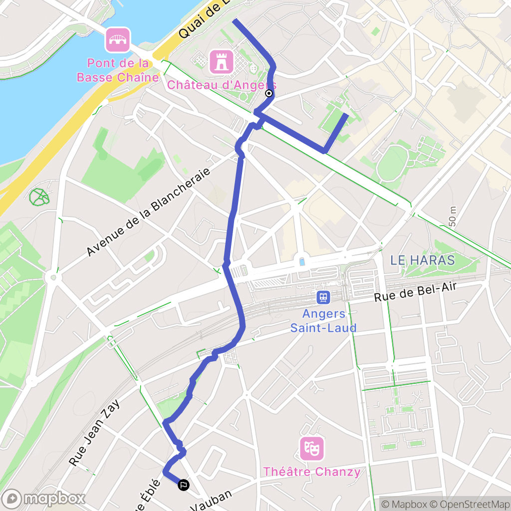 Angers : carte du parcours de randonnée - France