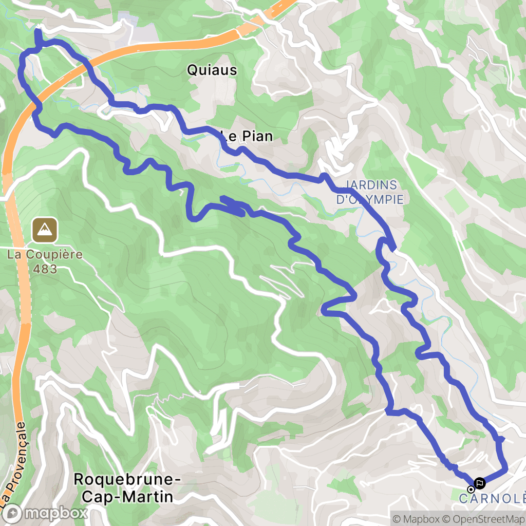 Roquebrune-Cap-Martin : carte du parcours de randonnée - France