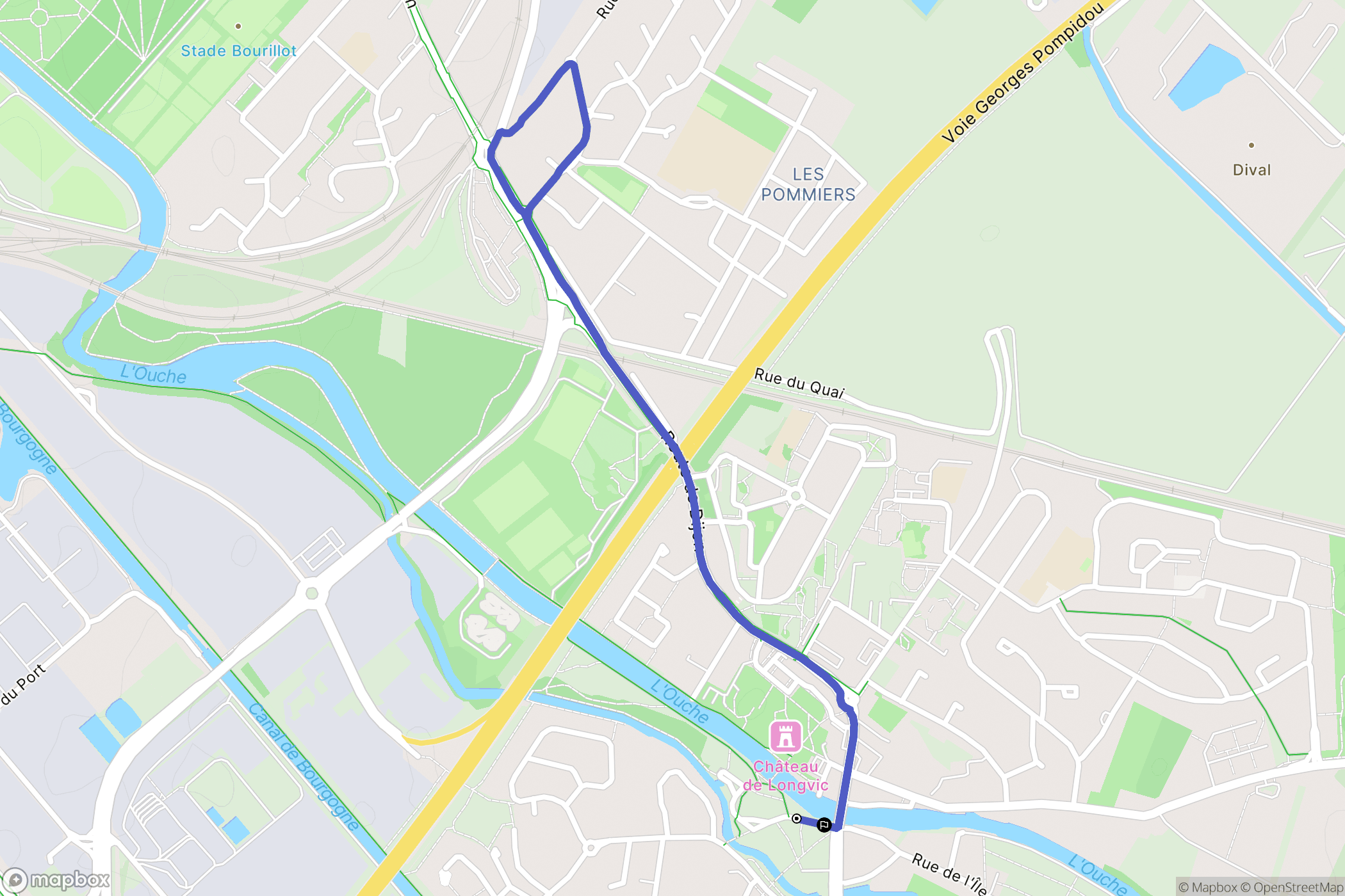 Longvic : carte du parcours de randonnée - France