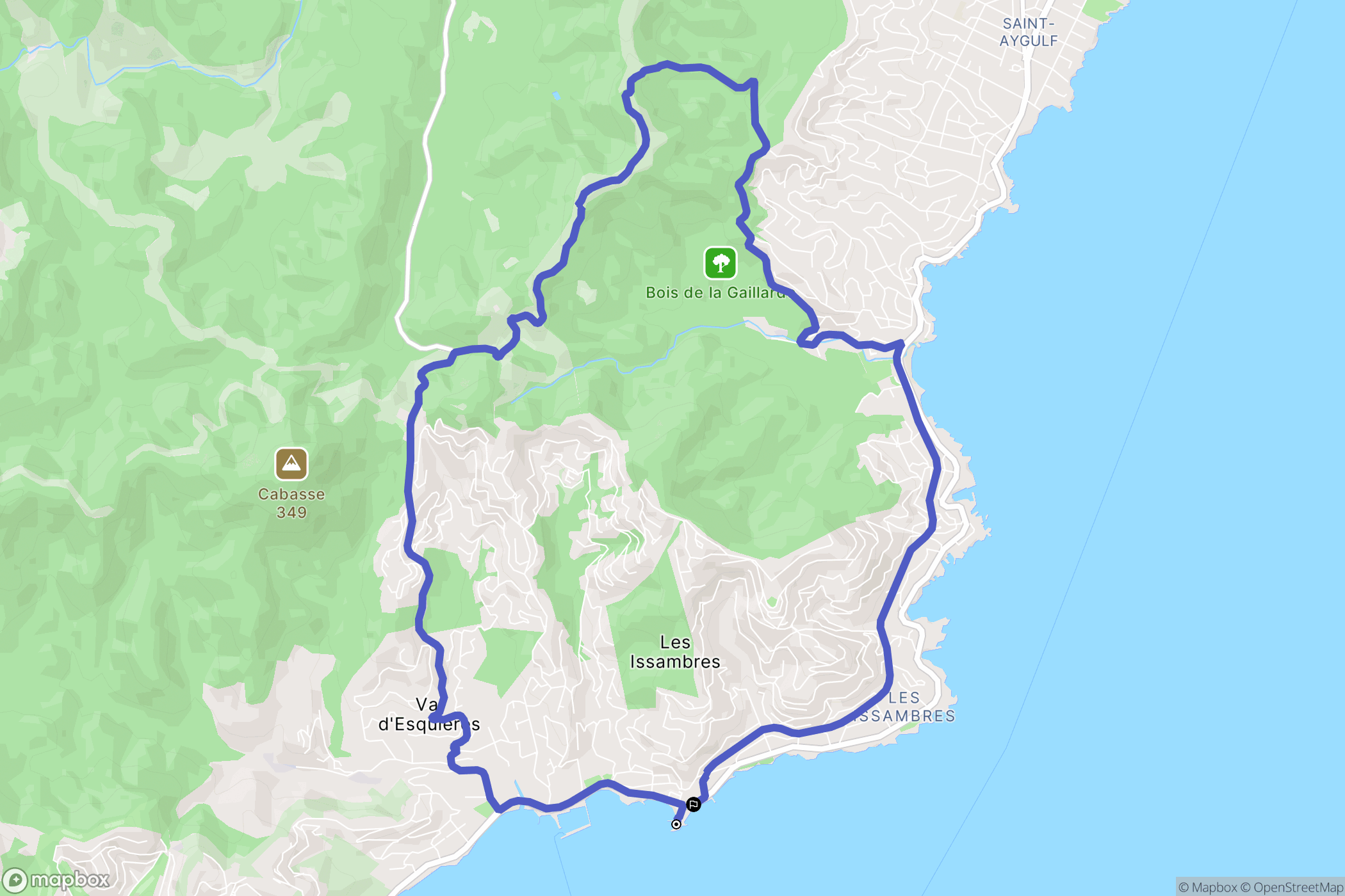 Roquebrune-sur-Argens : carte du parcours de randonnée - France