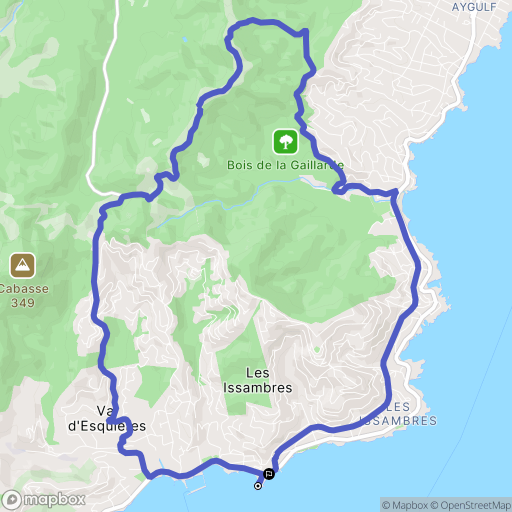 Roquebrune-sur-Argens : carte du parcours de randonnée - France